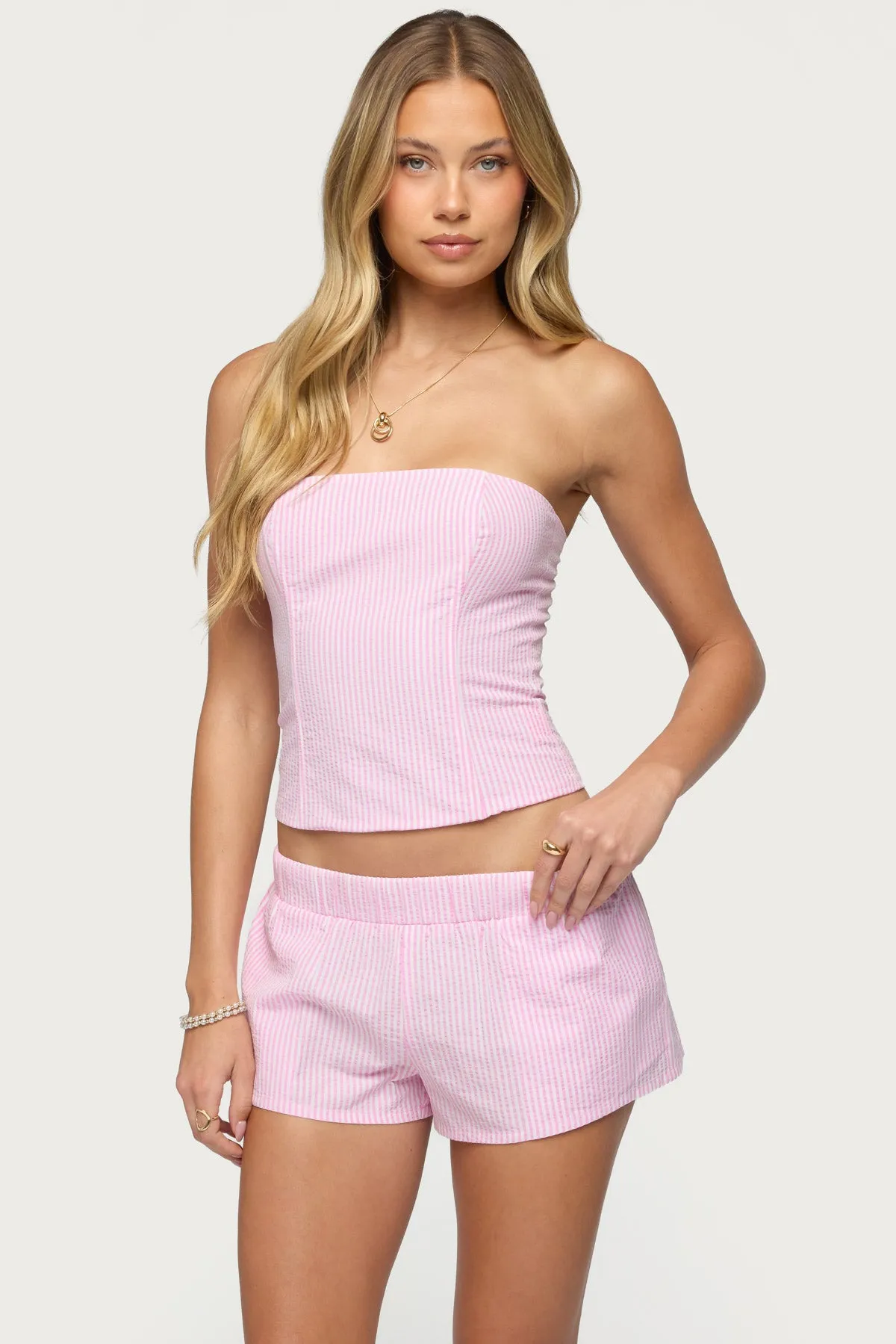 Amaliah Striped Strapless Corset sold by Edikted