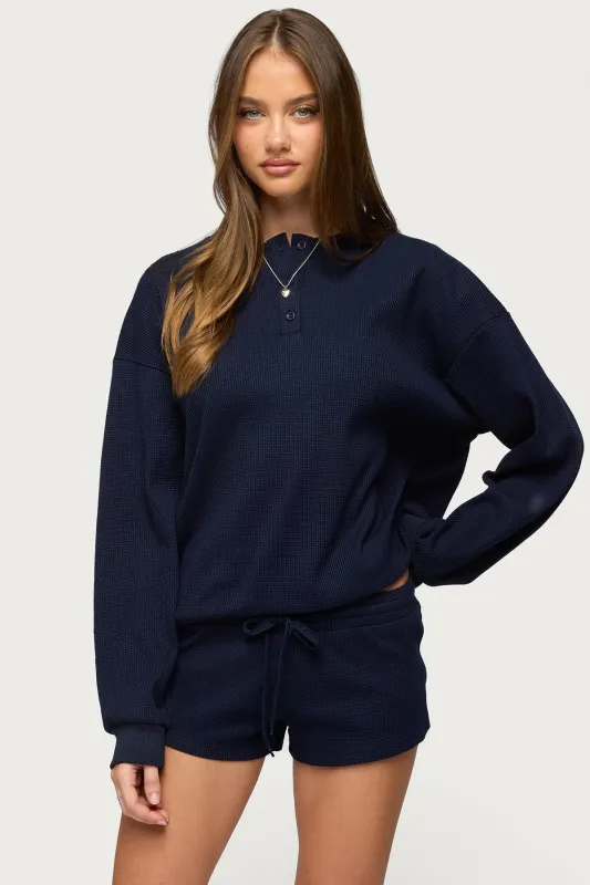 Baila Waffle Henley Top made by Edikted