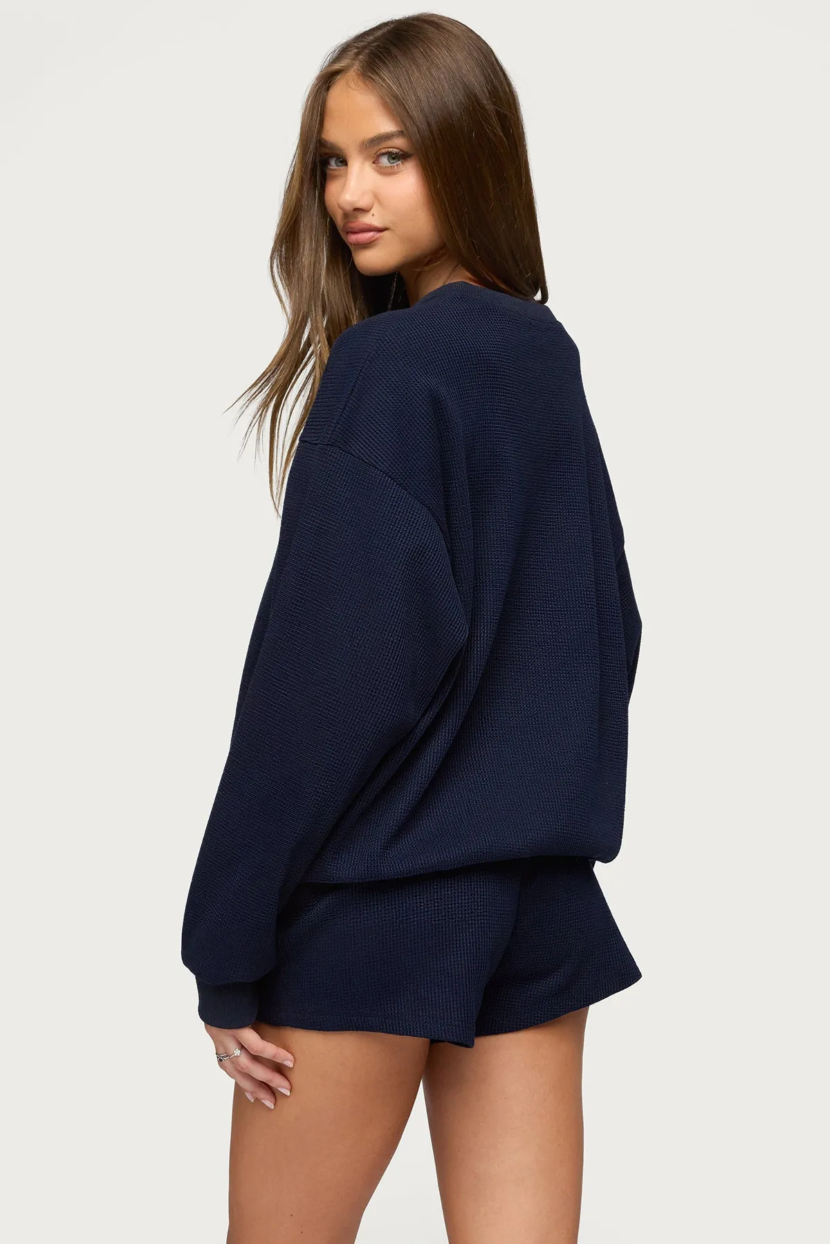 Baila Waffle Henley Top sold by Edikted product image thumbnail 5