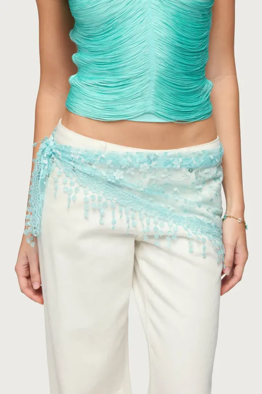 Sparkle Floral Sheer Lace Waist Scarf made by Edikted