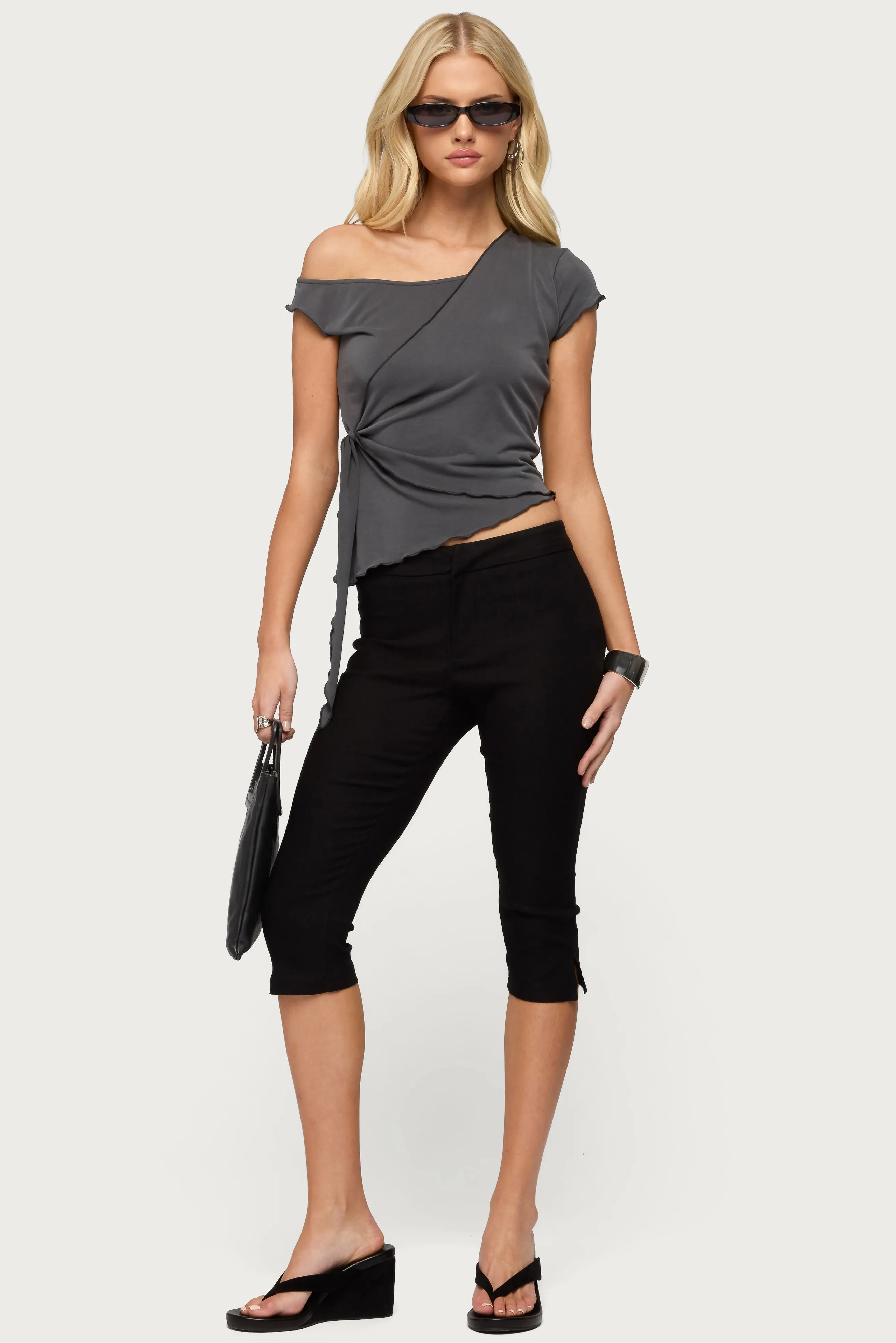 Asymmetric Off Shoulder Wrap Top sold by Edikted product image thumbnail 2