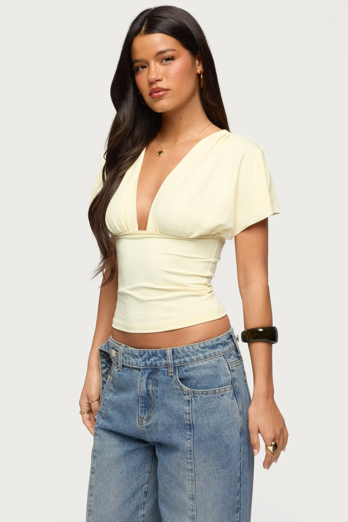 Flutter Plunging V Neck Top sold by Edikted product image thumbnail 3