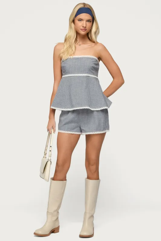 Ellie Lacey Gingham Shorts made by Edikted