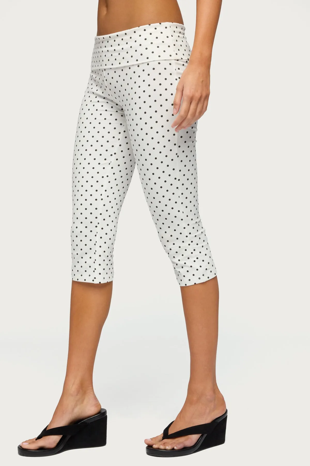 Eloisa Polka Dot Foldover Capri Pants sold by Edikted product image thumbnail 3