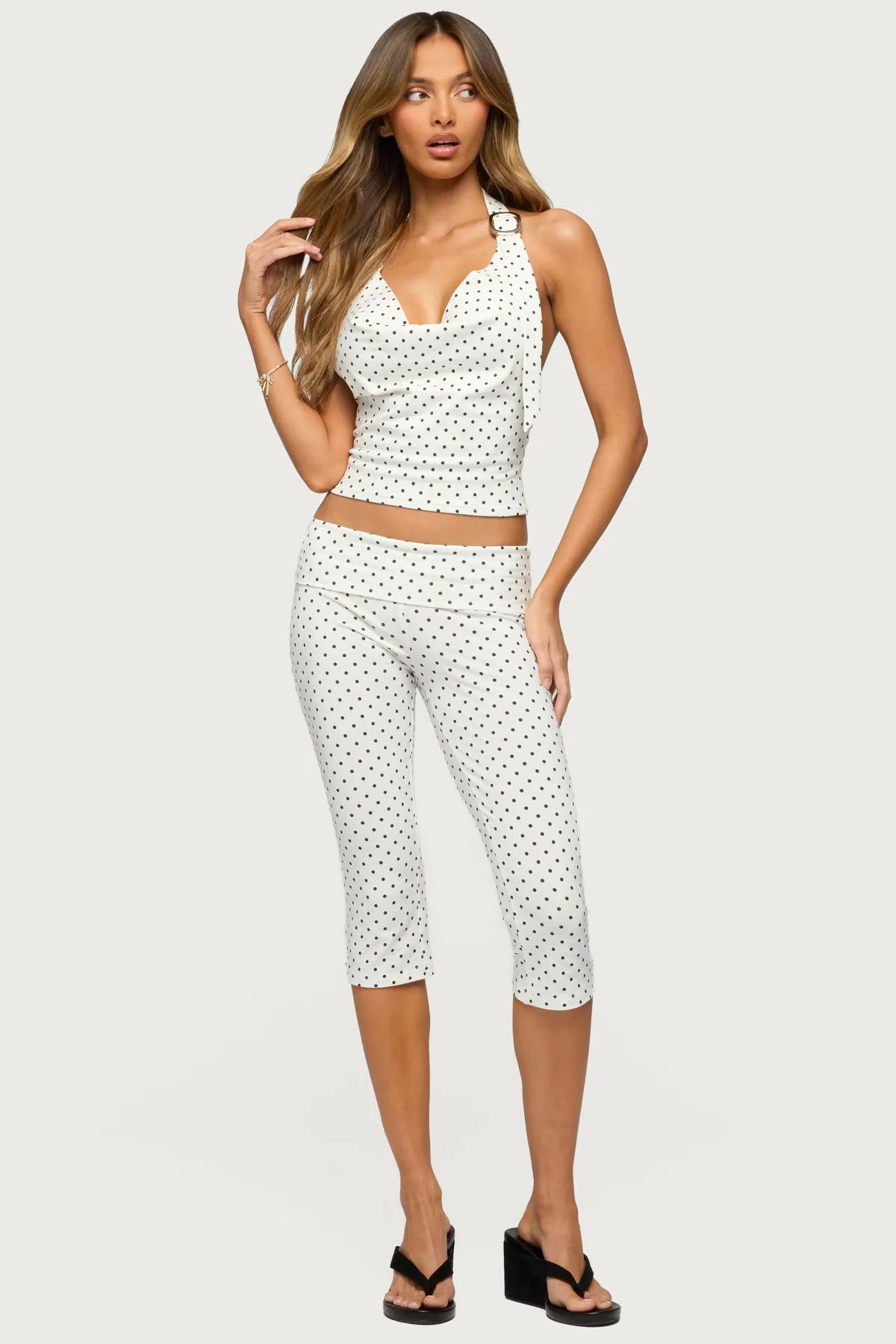 Eloisa Polka Dot Foldover Capri Pants sold by Edikted product image thumbnail 5