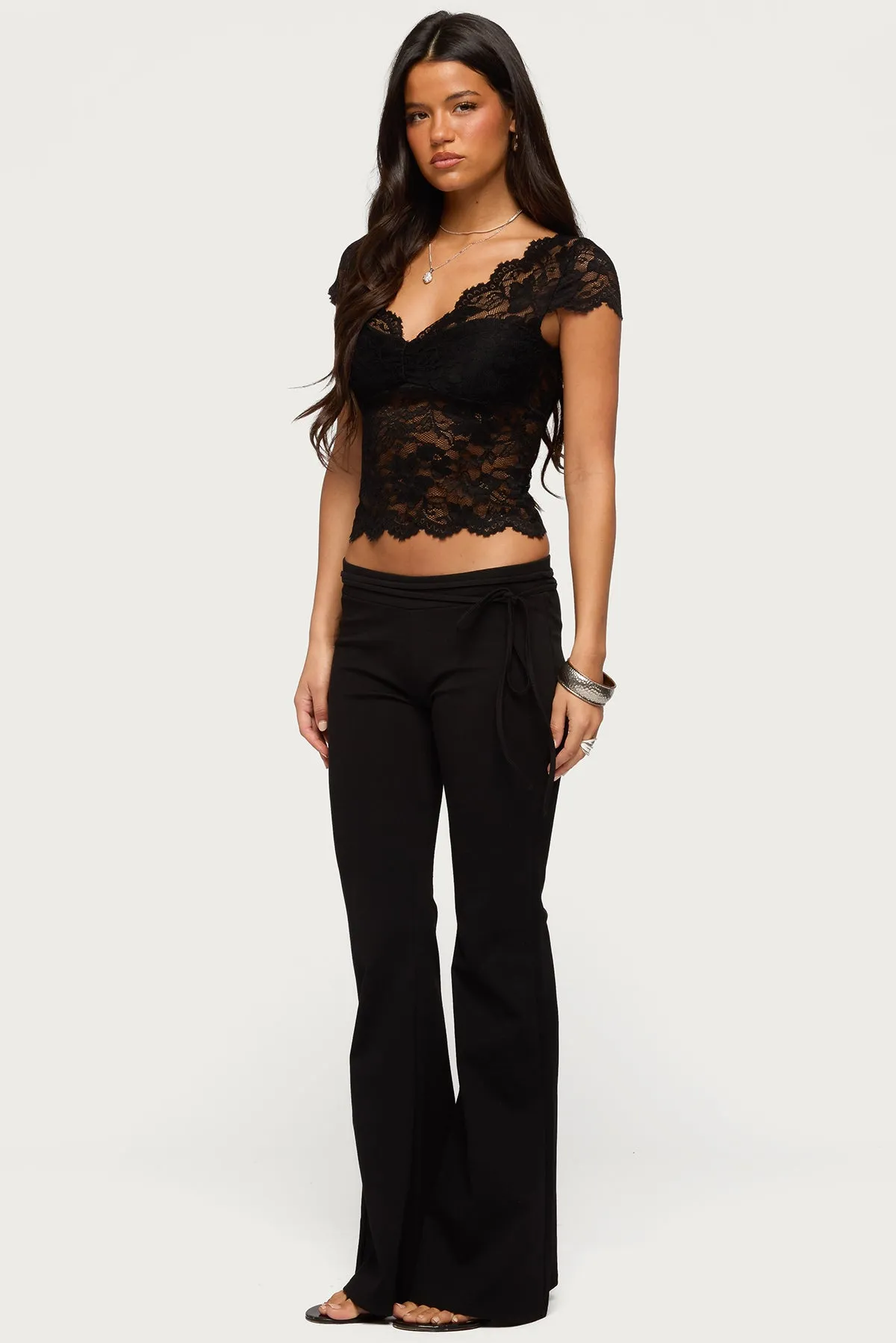 Junipar Waist Tie Flared Pants sold by Edikted product image thumbnail 4