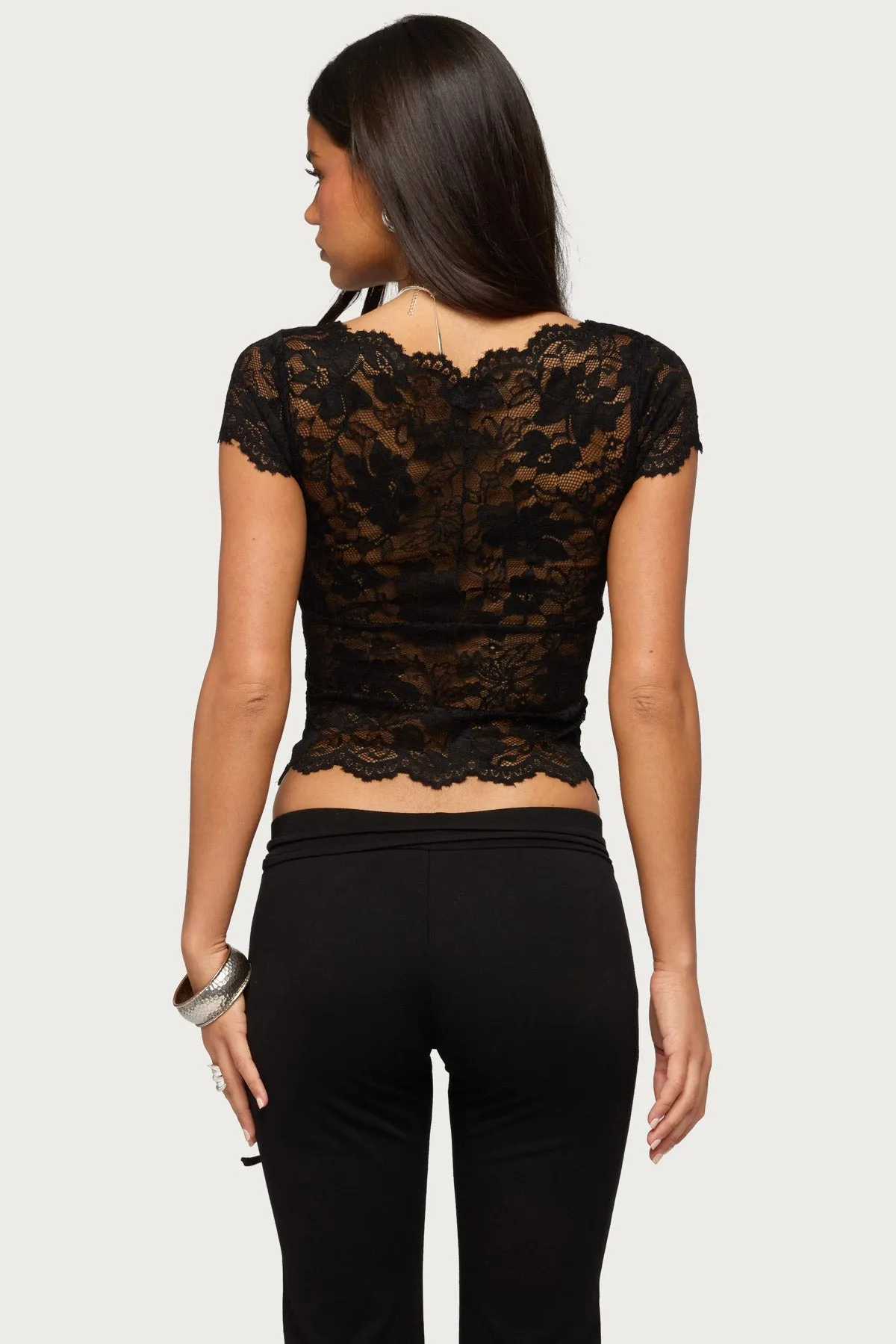 Elza Scalloped Sheer Lace Top sold by Edikted product image thumbnail 5
