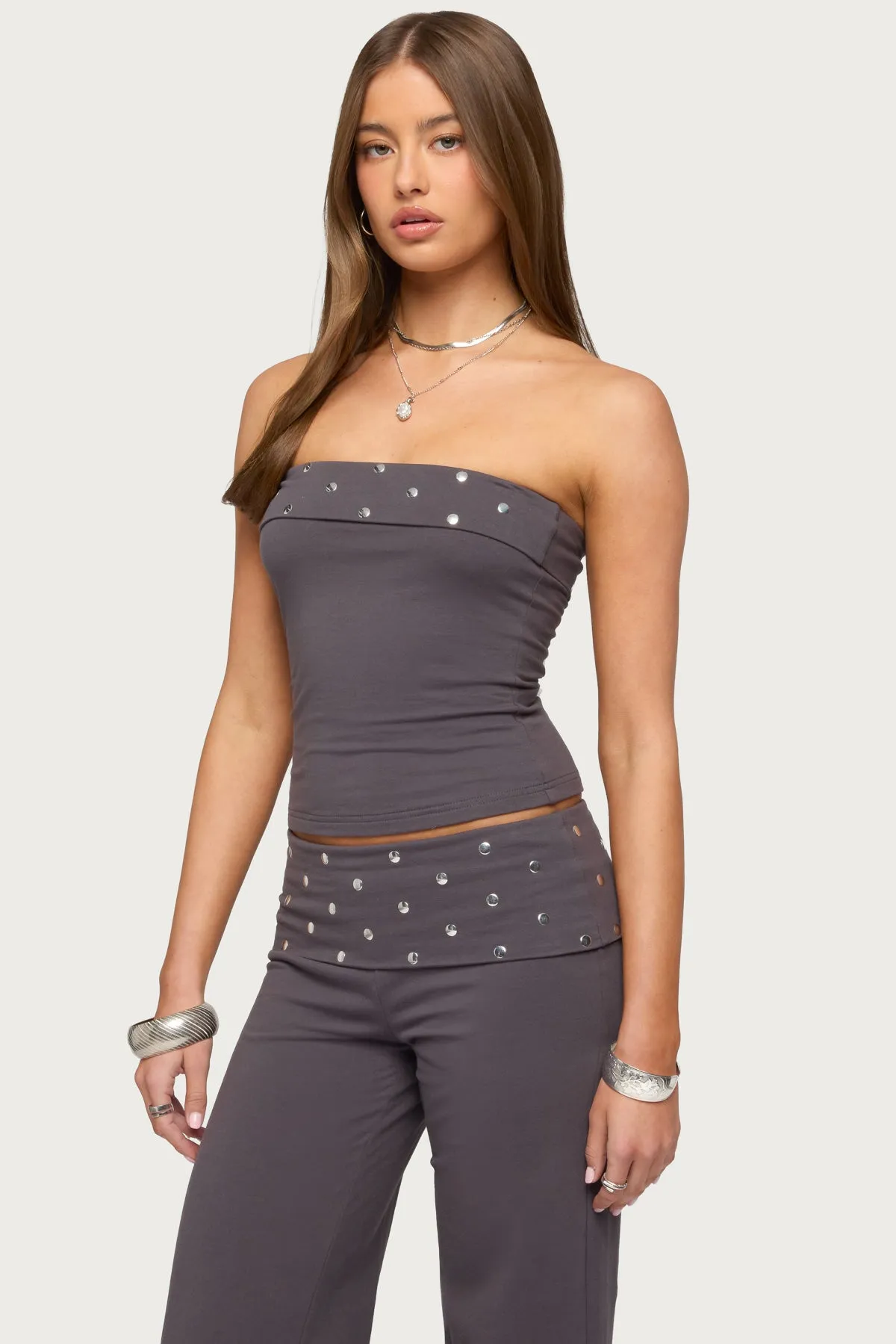 Breanna Studded Foldover Tube Top sold by Edikted product image thumbnail 3