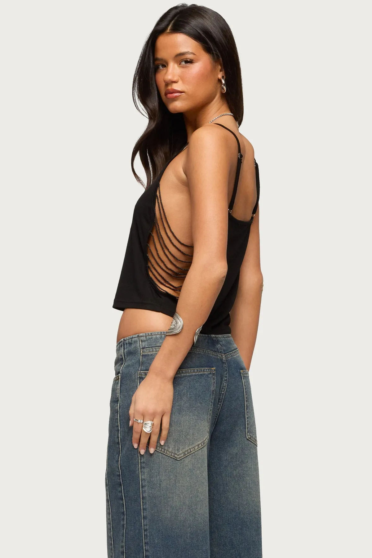Donia Cutout Beaded String Tank Top sold by Edikted product image thumbnail 5