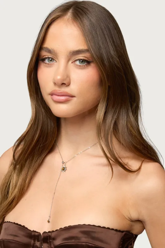 Sun Gemstone Cascading Chain Necklace made by Edikted