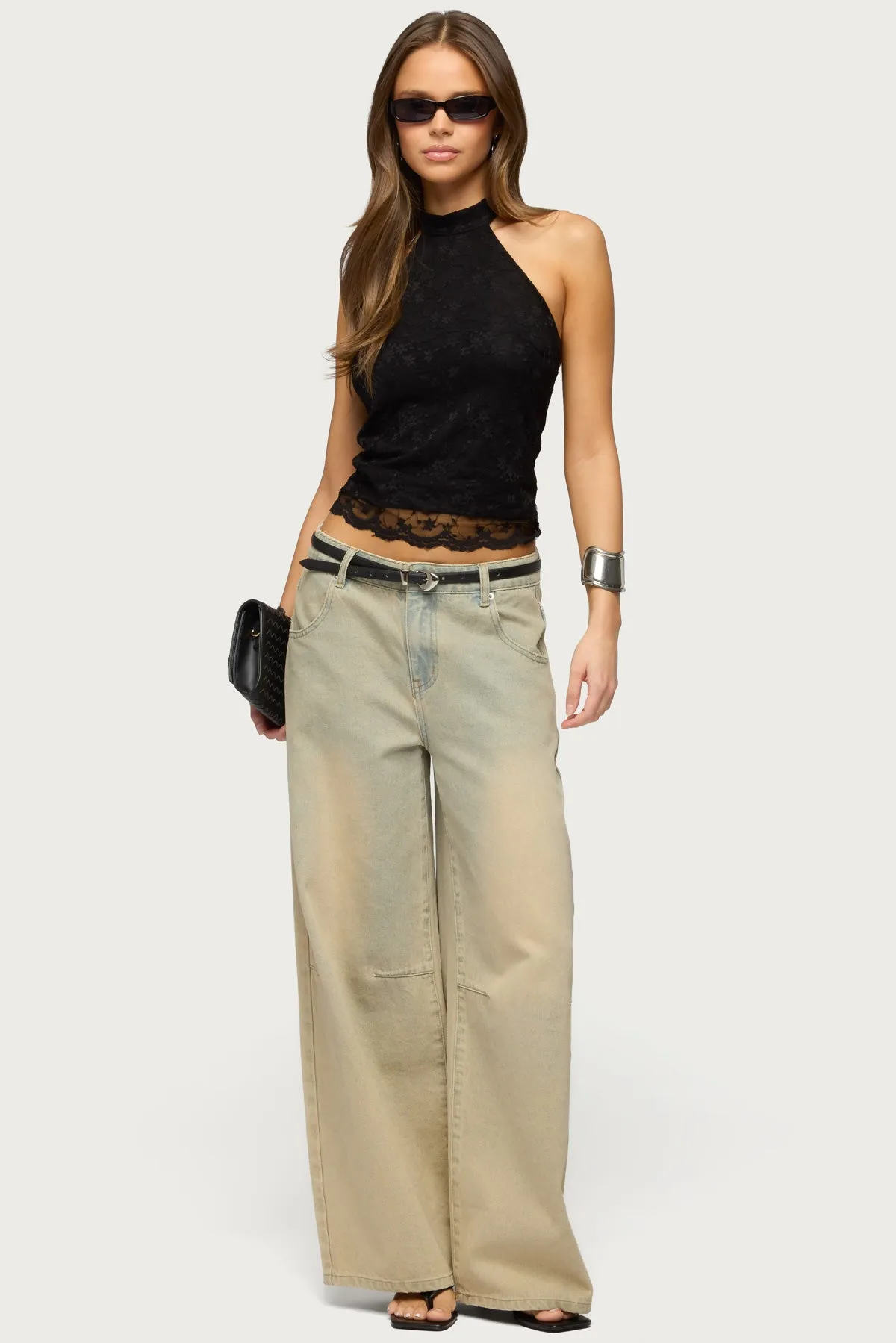 Perrie Lace High Neck Halter Top sold by Edikted product image thumbnail 2