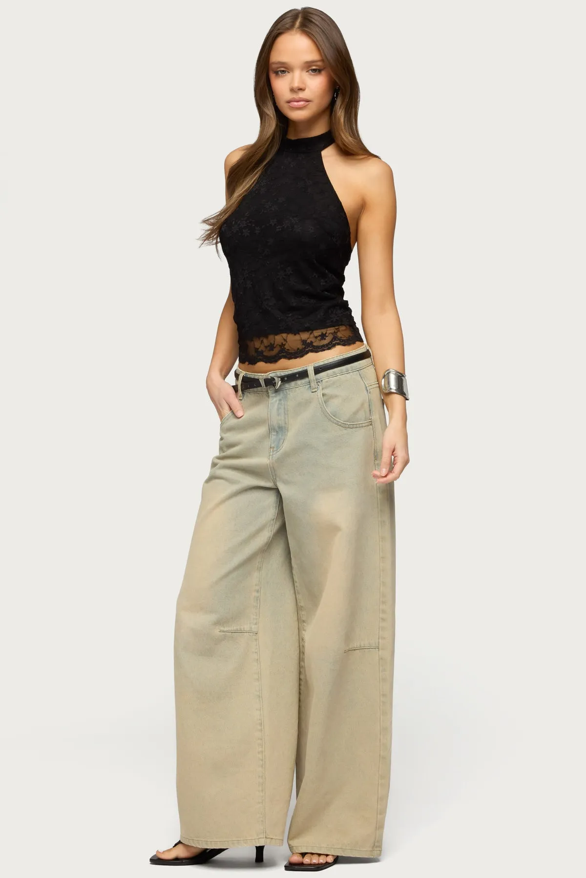 Perrie Lace High Neck Halter Top sold by Edikted product image thumbnail 4