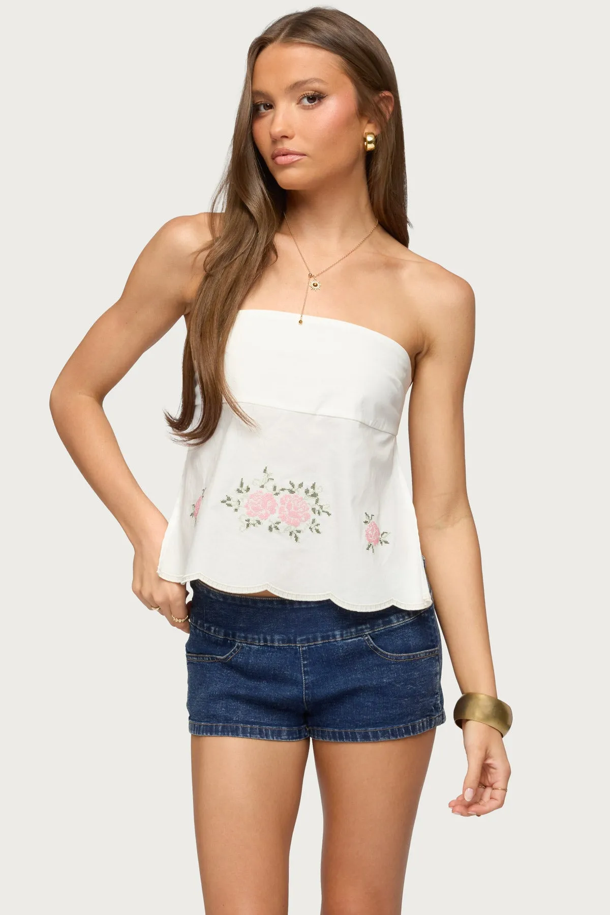 Shiri Floral Embroidered Backless Top sold by Edikted product image thumbnail 3