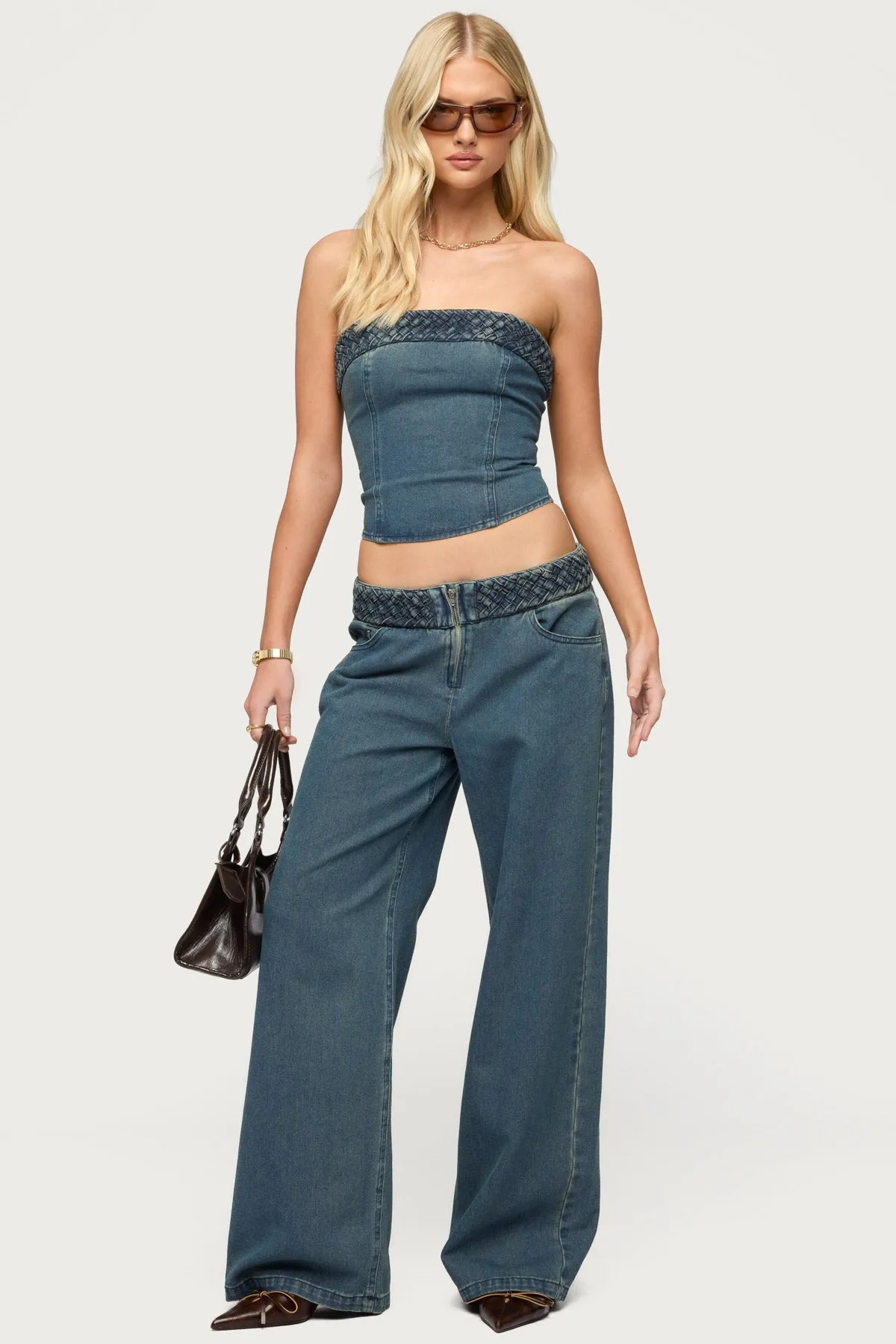 Braidey Strapless Denim Top sold by Edikted product image thumbnail 2