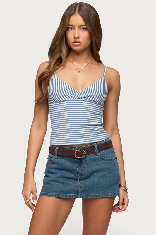 Emilea  V Neck Striped Tank Top made by Edikted
