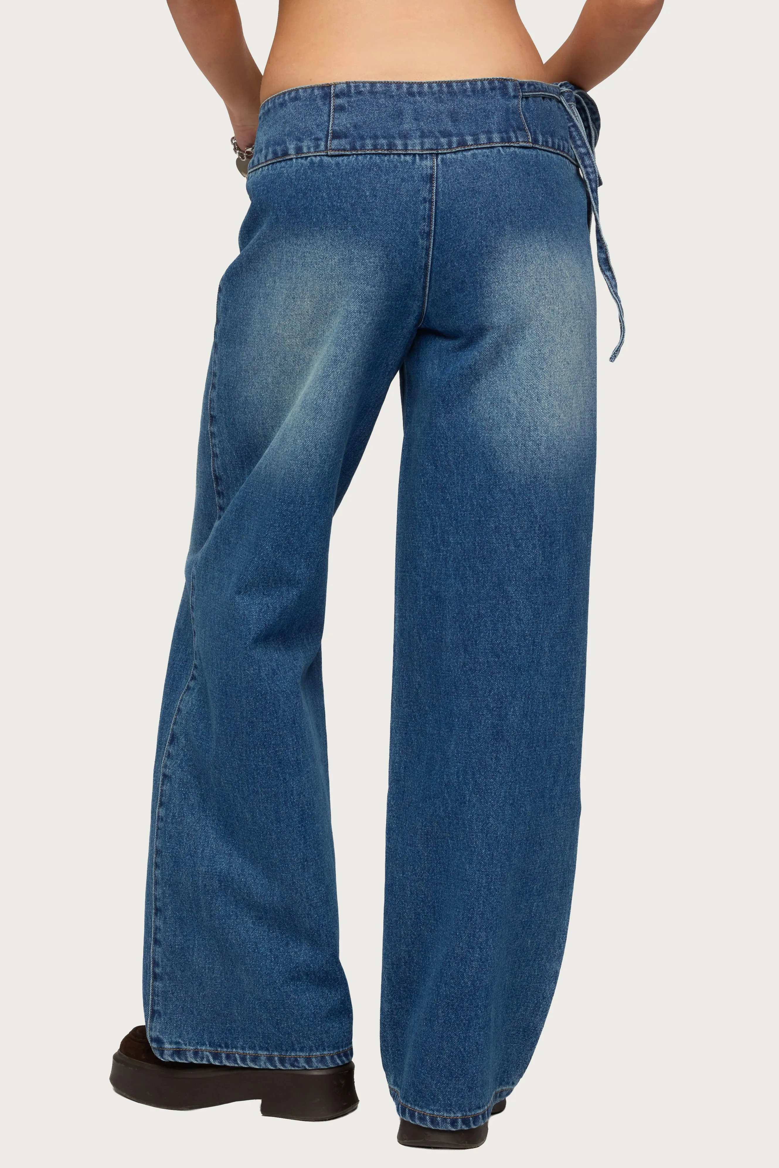 Cleo Tie Waist Low Rise Baggy Jeans sold by Edikted product image thumbnail 4