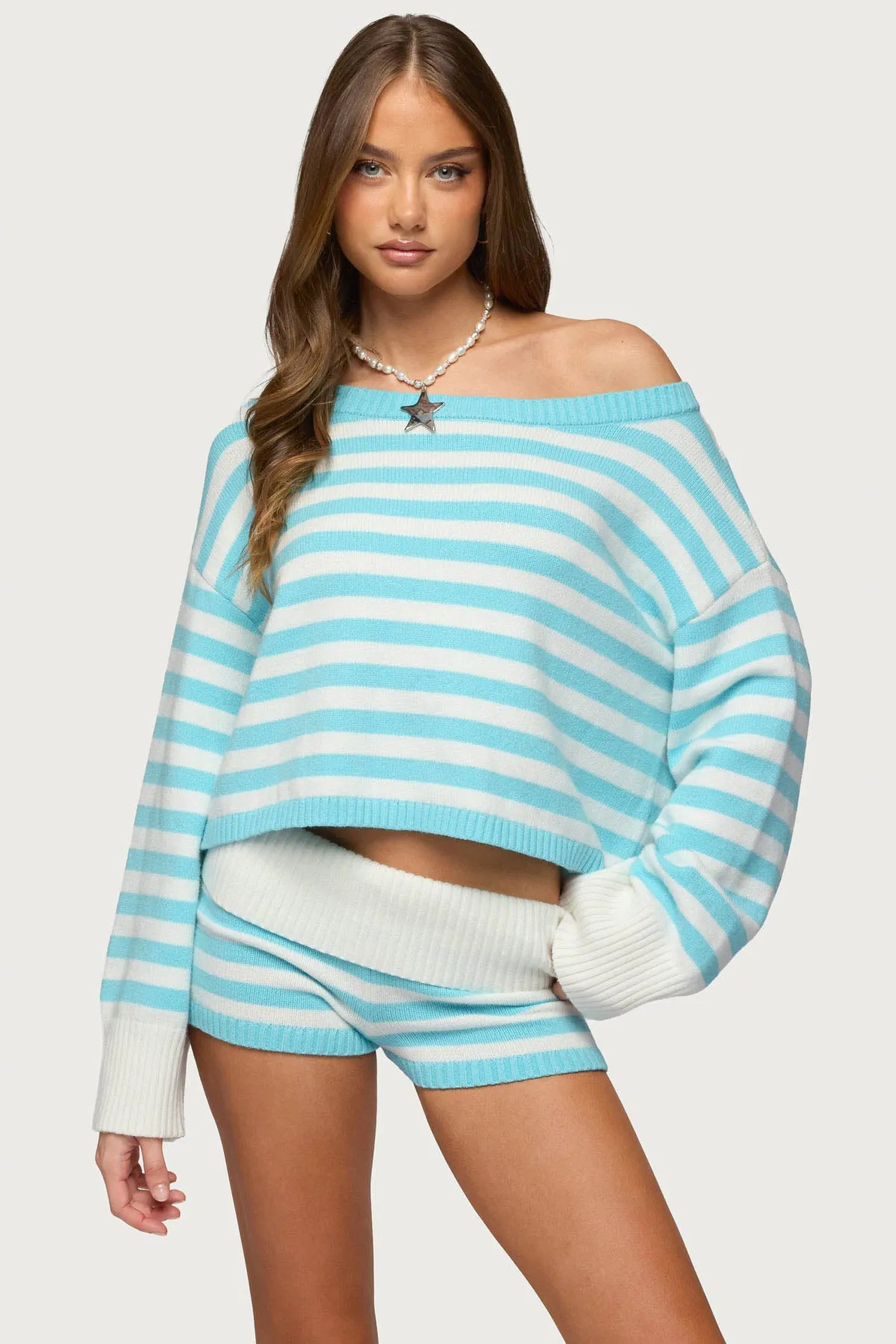 Saphi Striped Oversized Knit Sweater sold by Edikted
