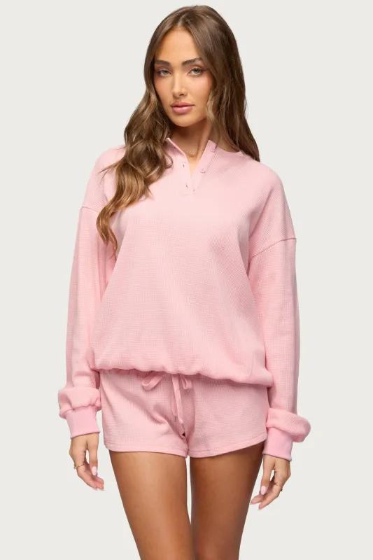 Baila Waffle Henley Top made by Edikted