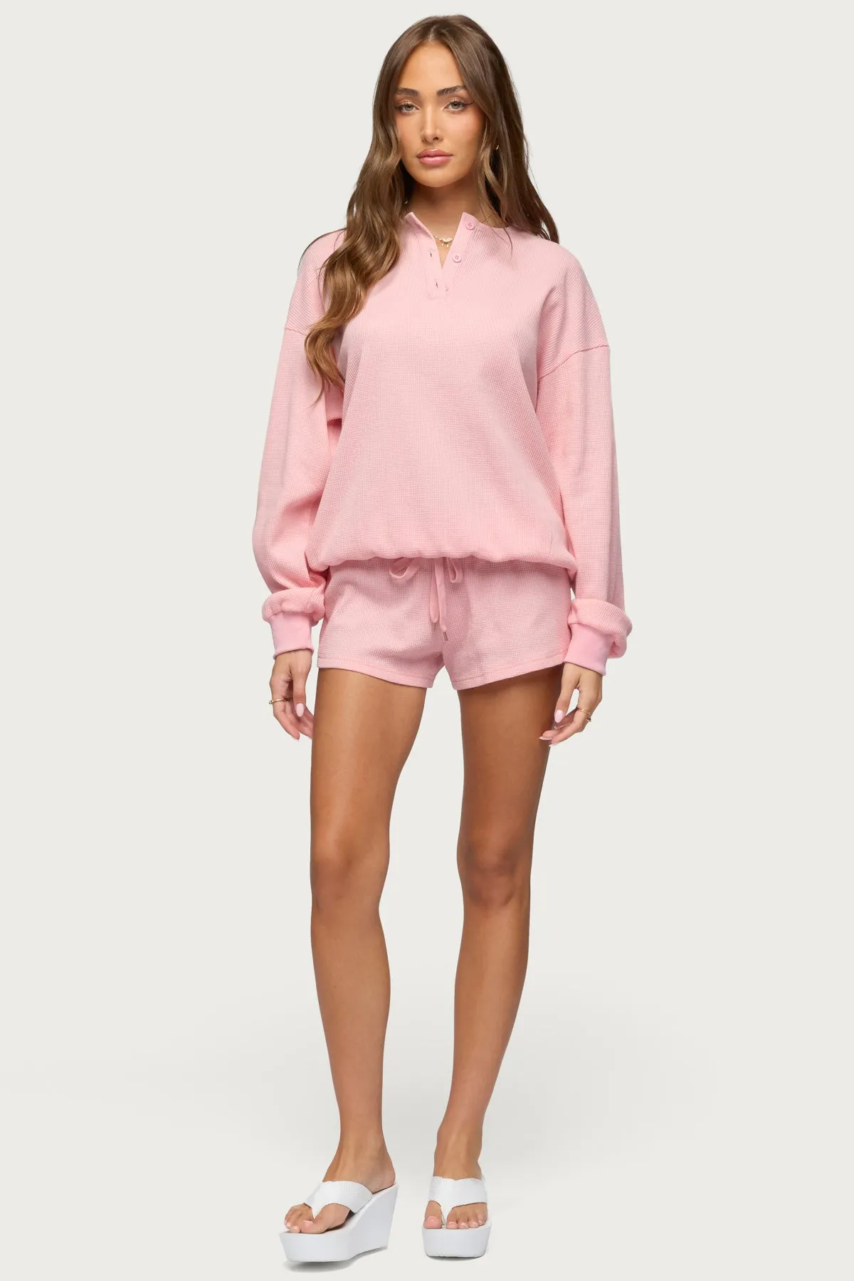 Baila Waffle Henley Top sold by Edikted product image thumbnail 5