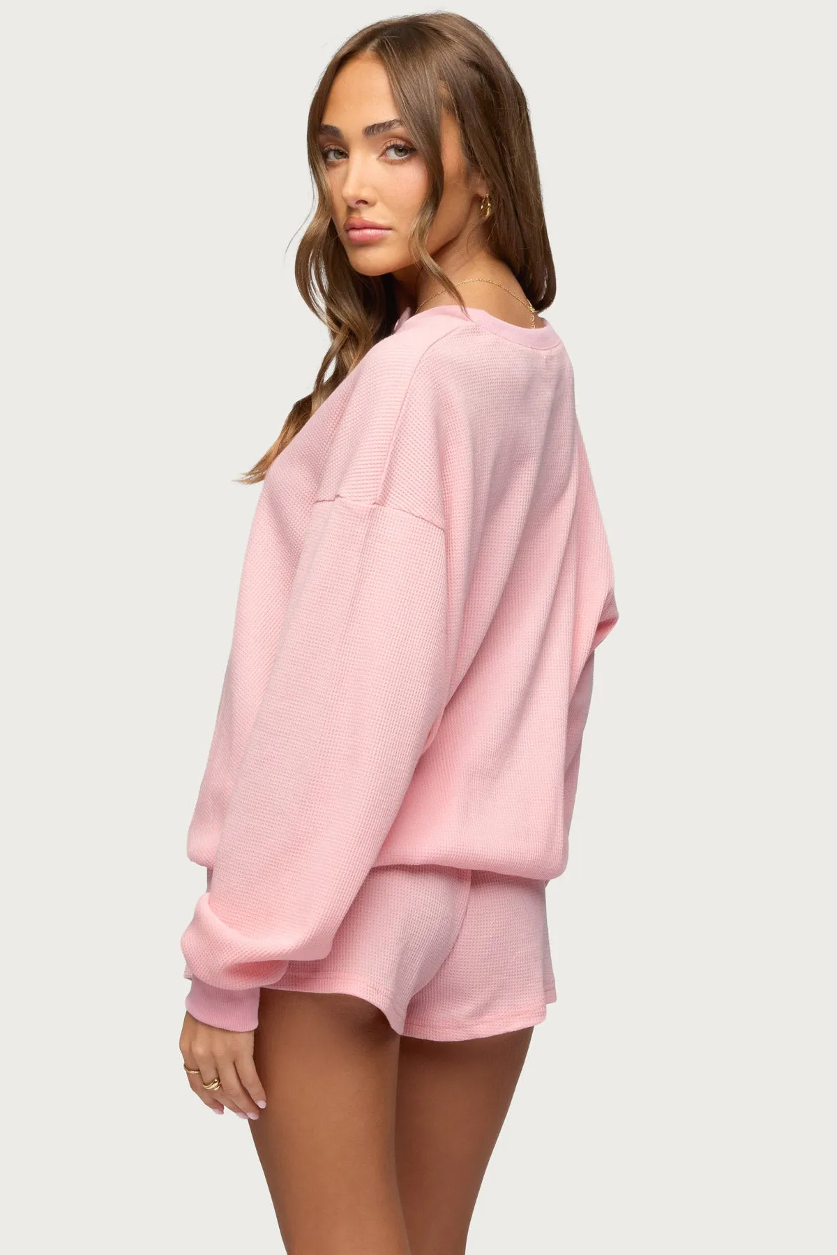 Baila Waffle Henley Top sold by Edikted product image thumbnail 4