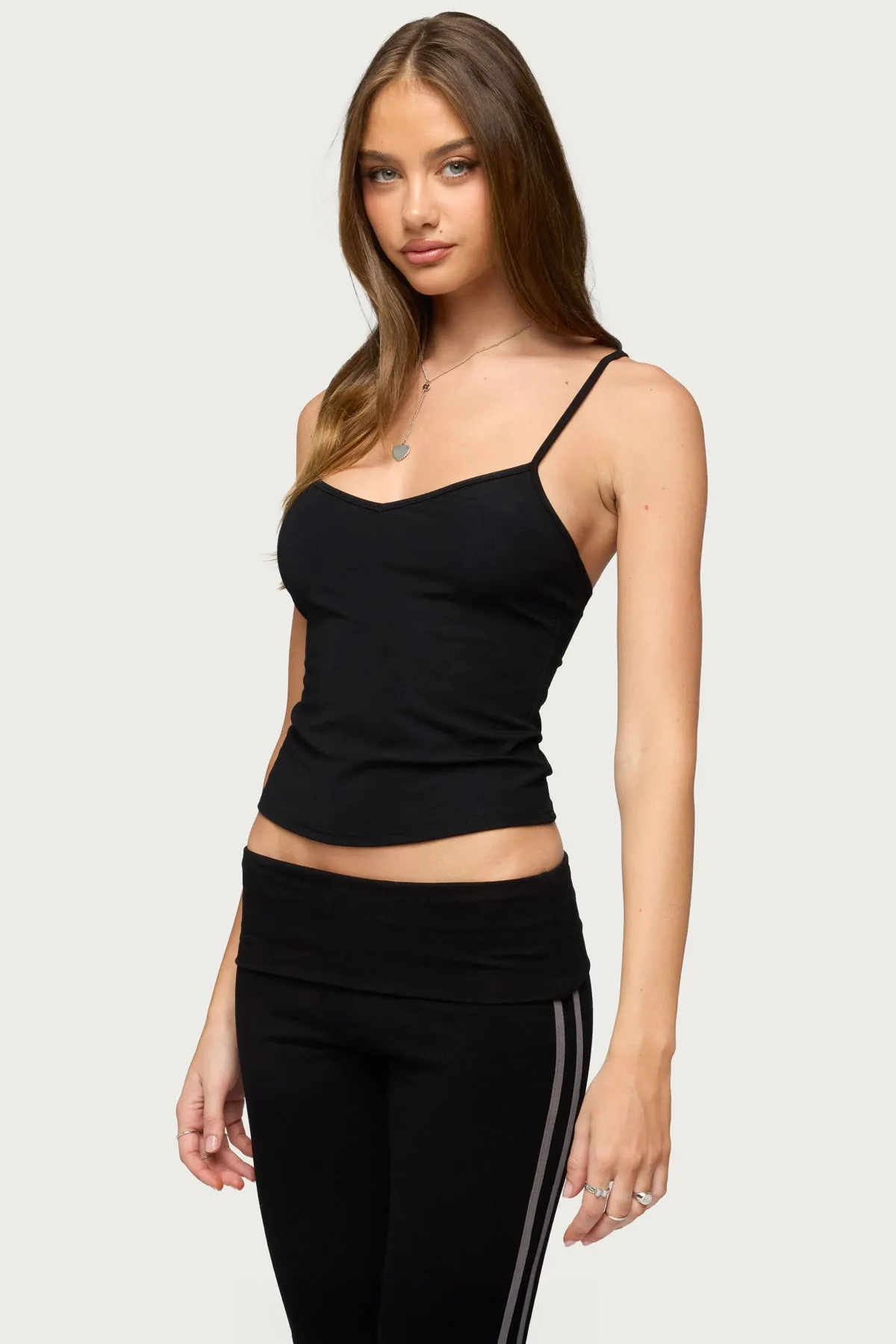 Yolena Ribbed V Neck Tank Top sold by Edikted product image thumbnail 3