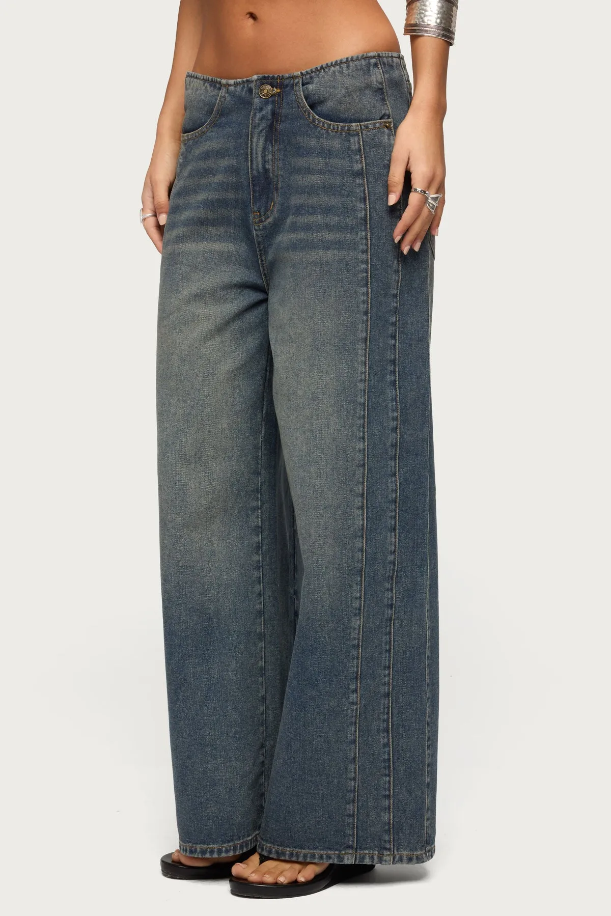 Elia No Waistband Low Rise Baggy Jeans sold by Edikted product image thumbnail 3