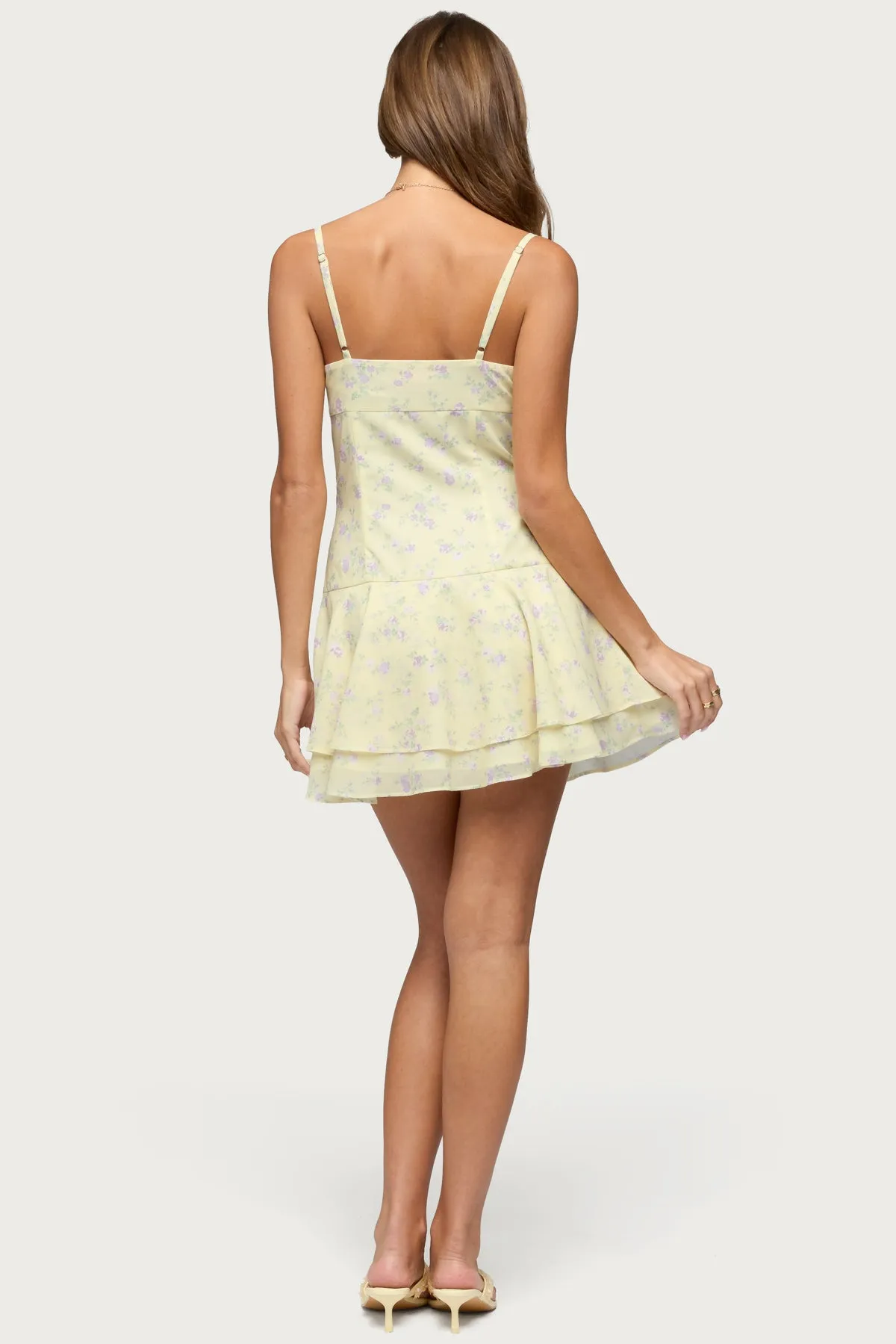 Daphna Floral Chiffon Mini Dress sold by Edikted product image thumbnail 4