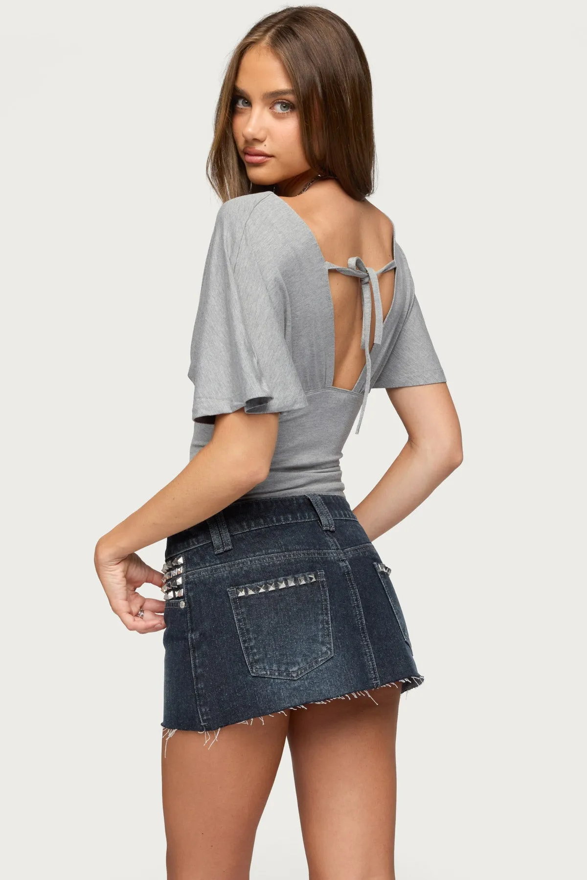 Betee Flutter Plunge Neck Top sold by Edikted product image thumbnail 4