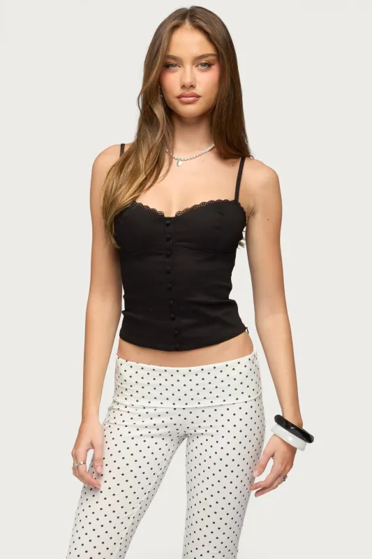 Helenna Button Front Lace Up Top made by Edikted