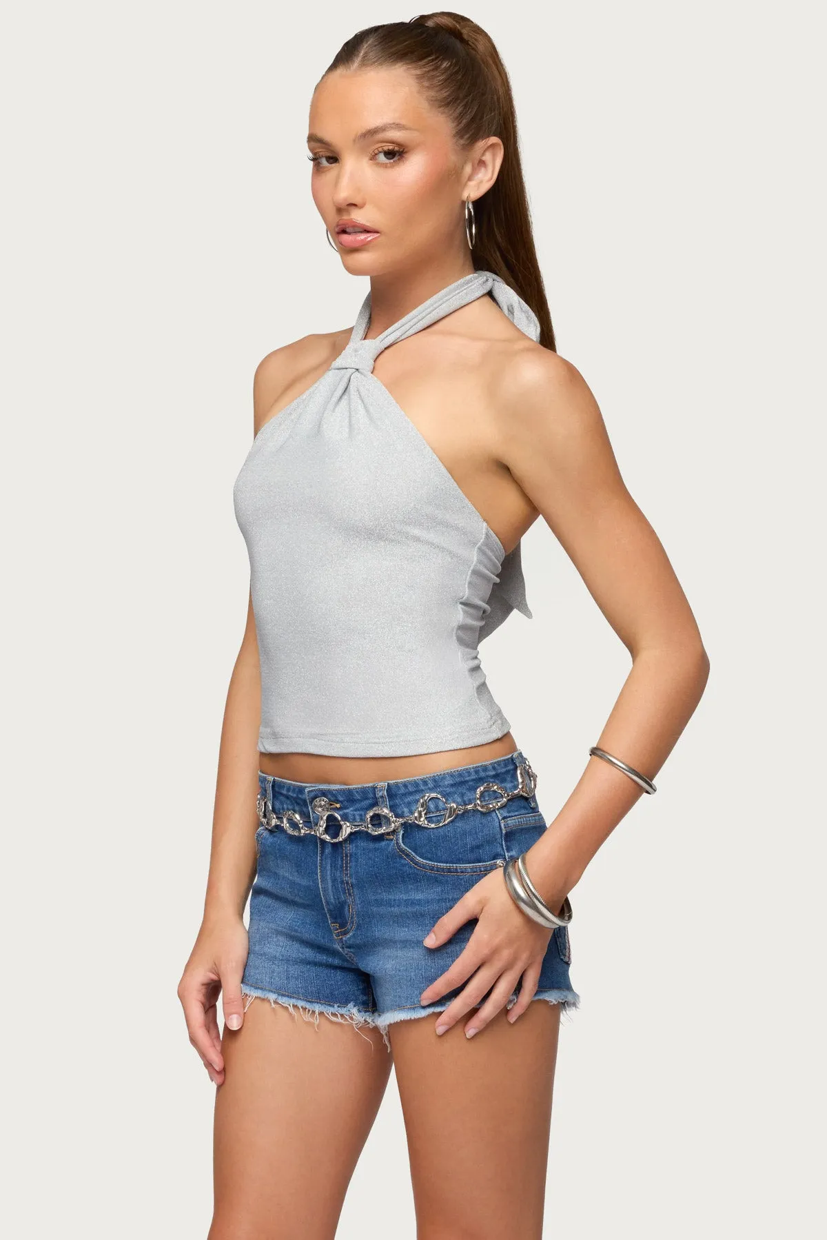 Katalya Glitter Halter Top sold by Edikted product image thumbnail 3