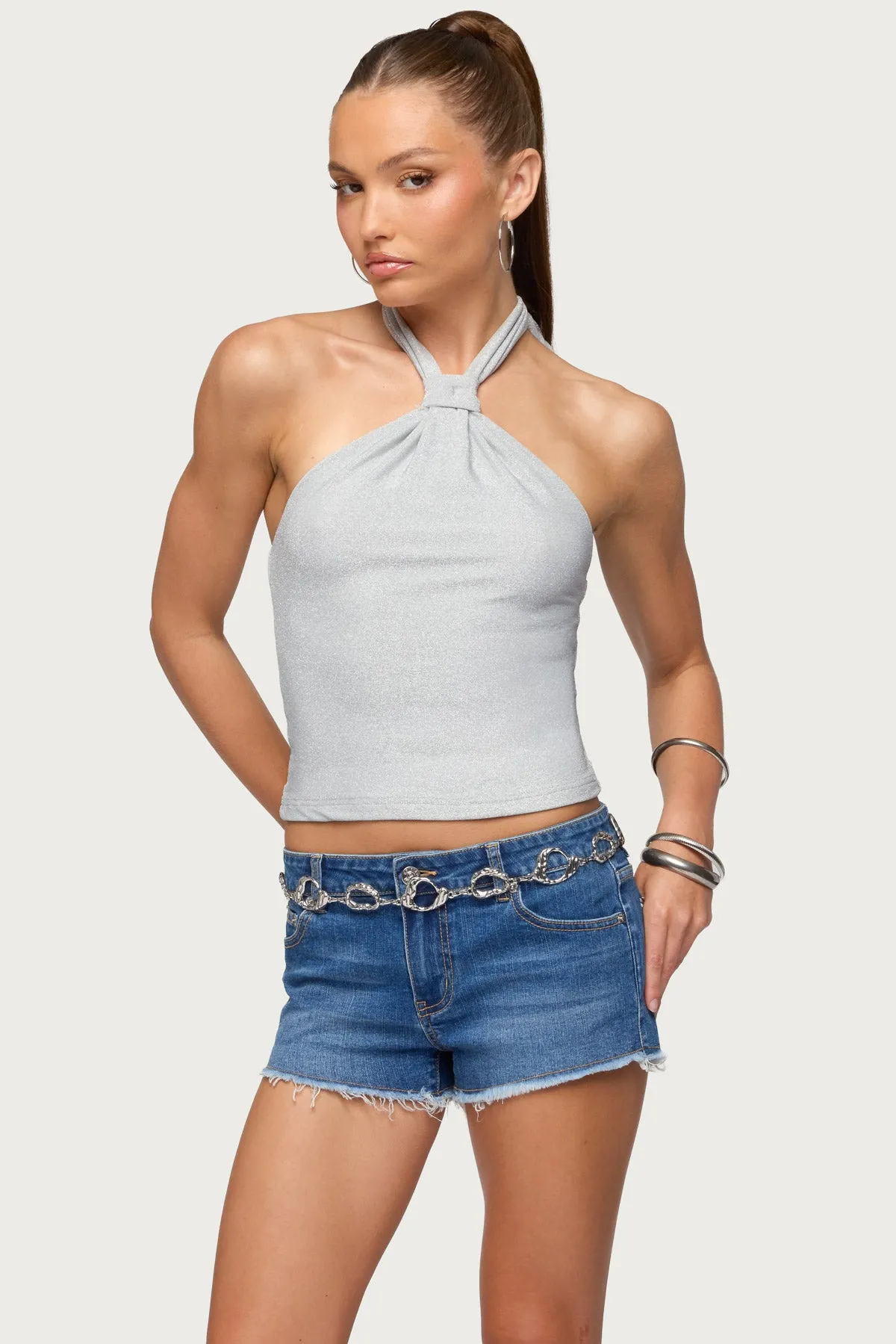 Katalya Glitter Halter Top sold by Edikted