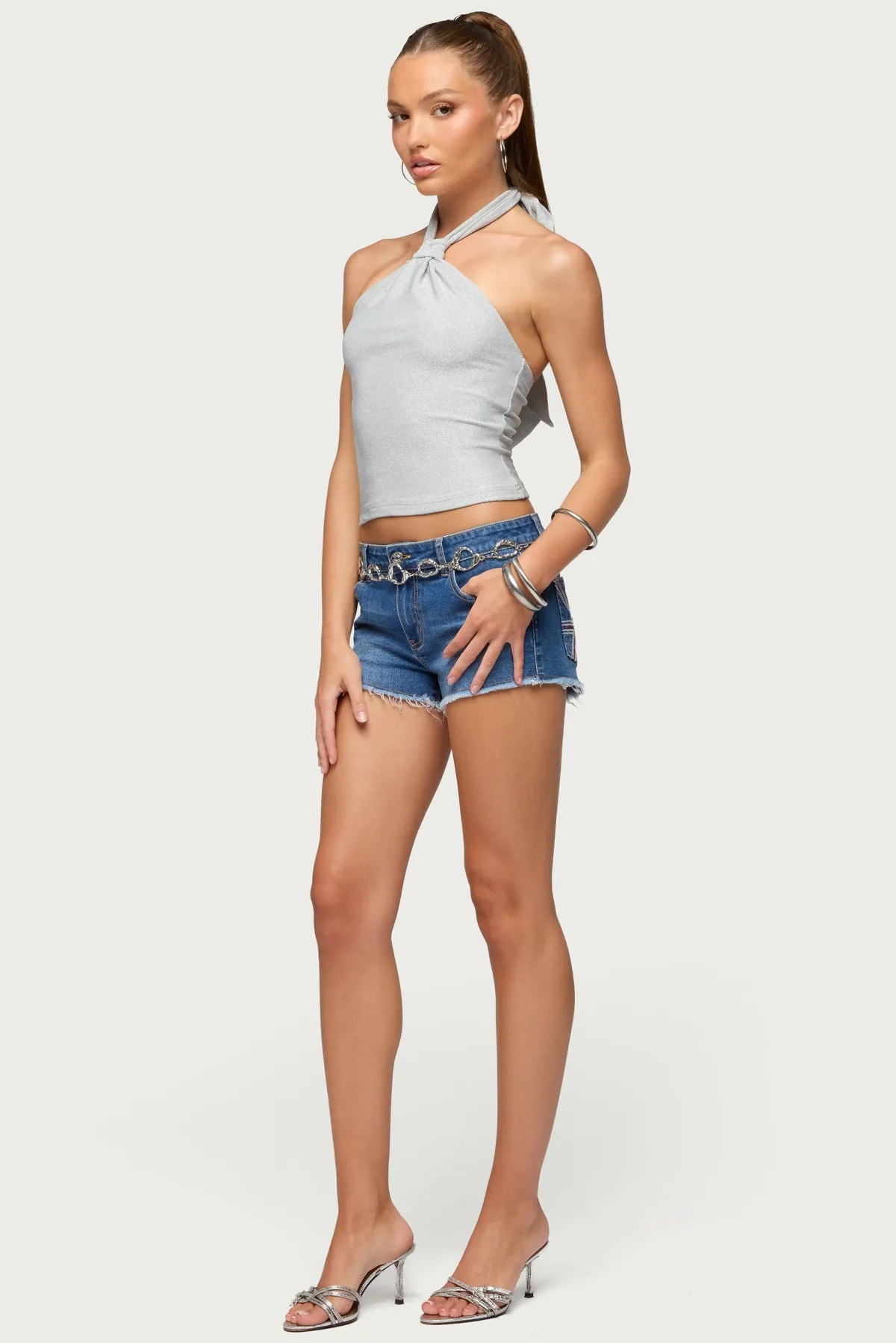 Katalya Glitter Halter Top sold by Edikted product image thumbnail 4