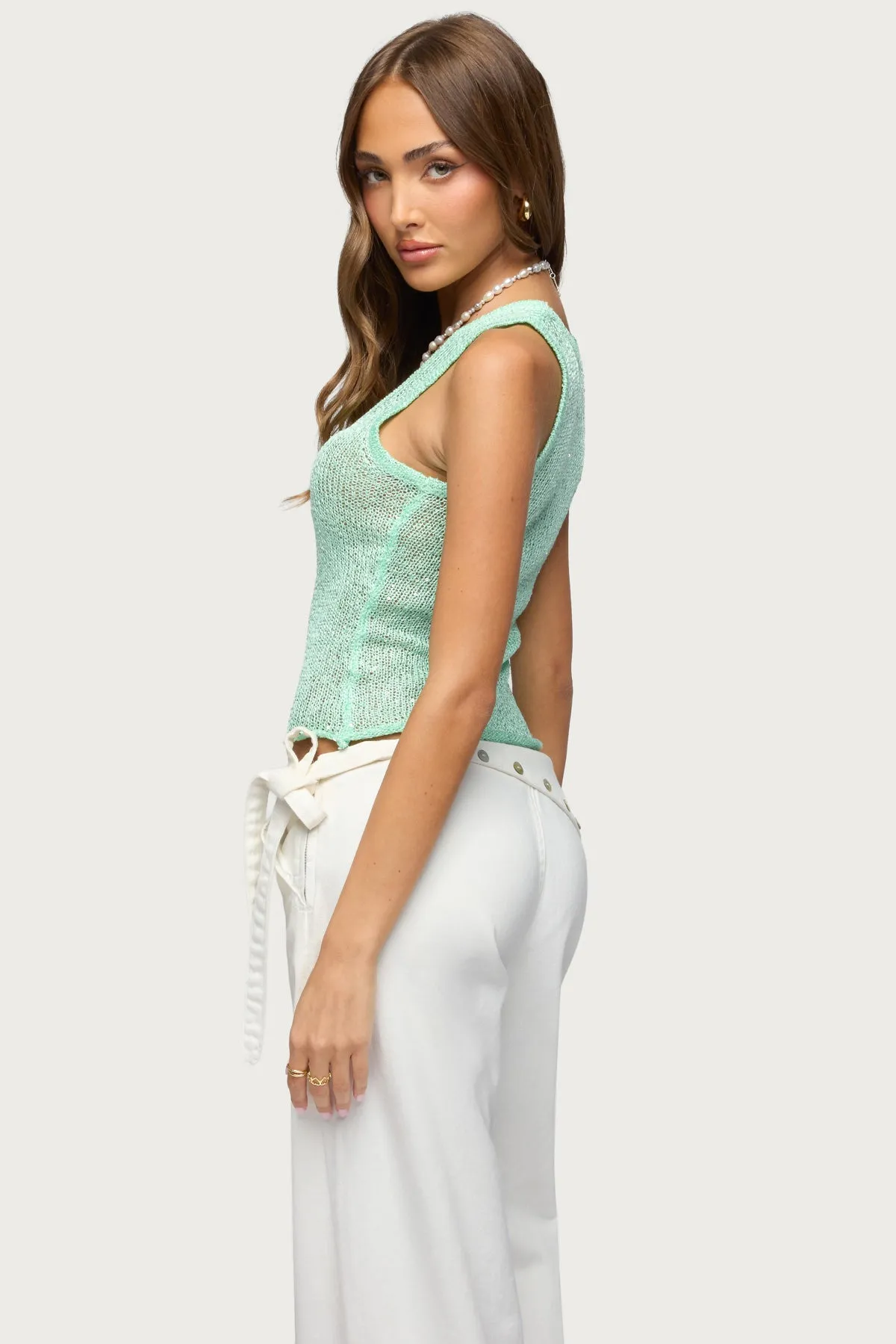 Eleora Sequin Knit Tank Top sold by Edikted product image thumbnail 5