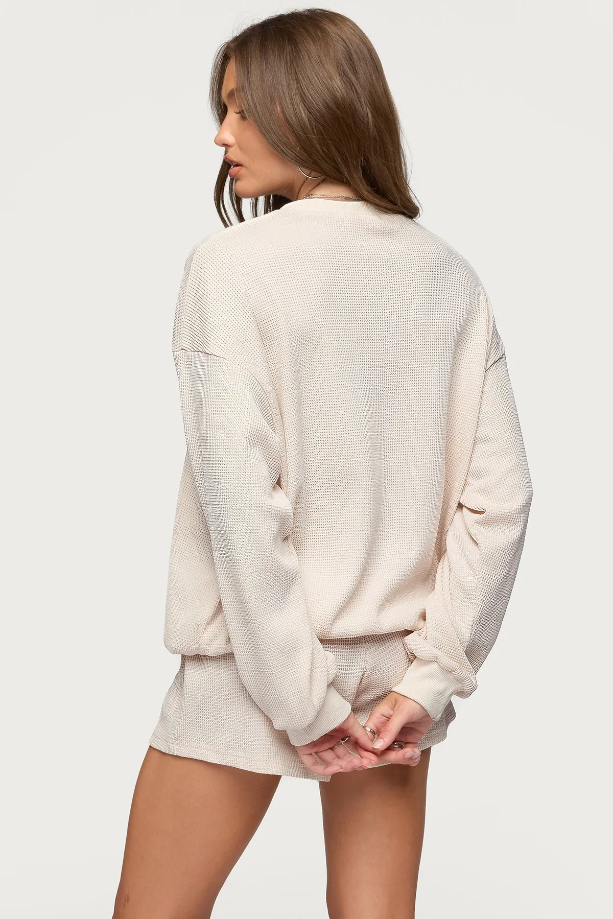 Baila Waffle Henley Top sold by Edikted product image thumbnail 5