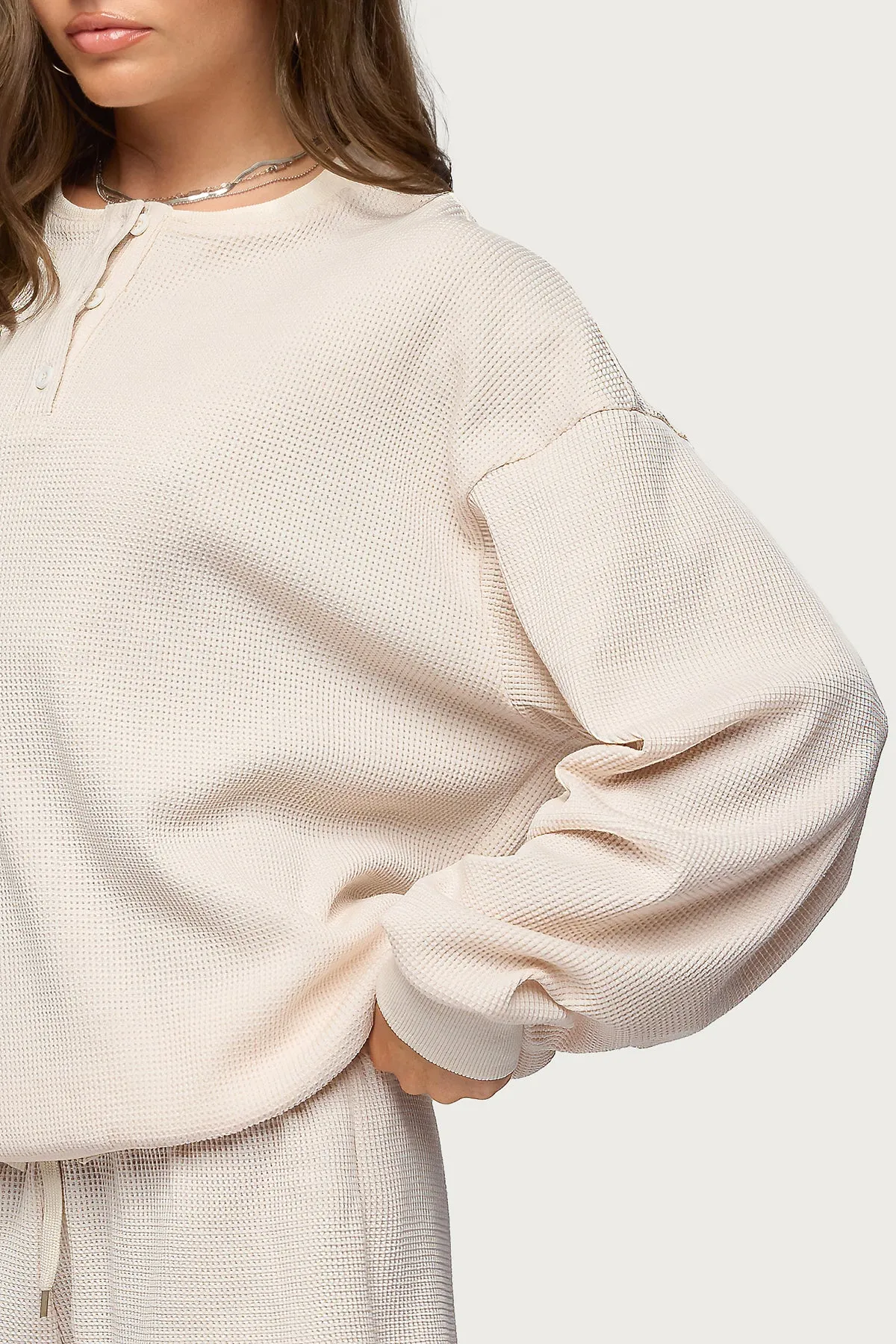 Baila Waffle Henley Top sold by Edikted product image thumbnail 3
