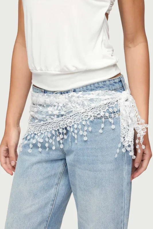 Sparkle Floral Sheer Lace Waist Scarf made by Edikted