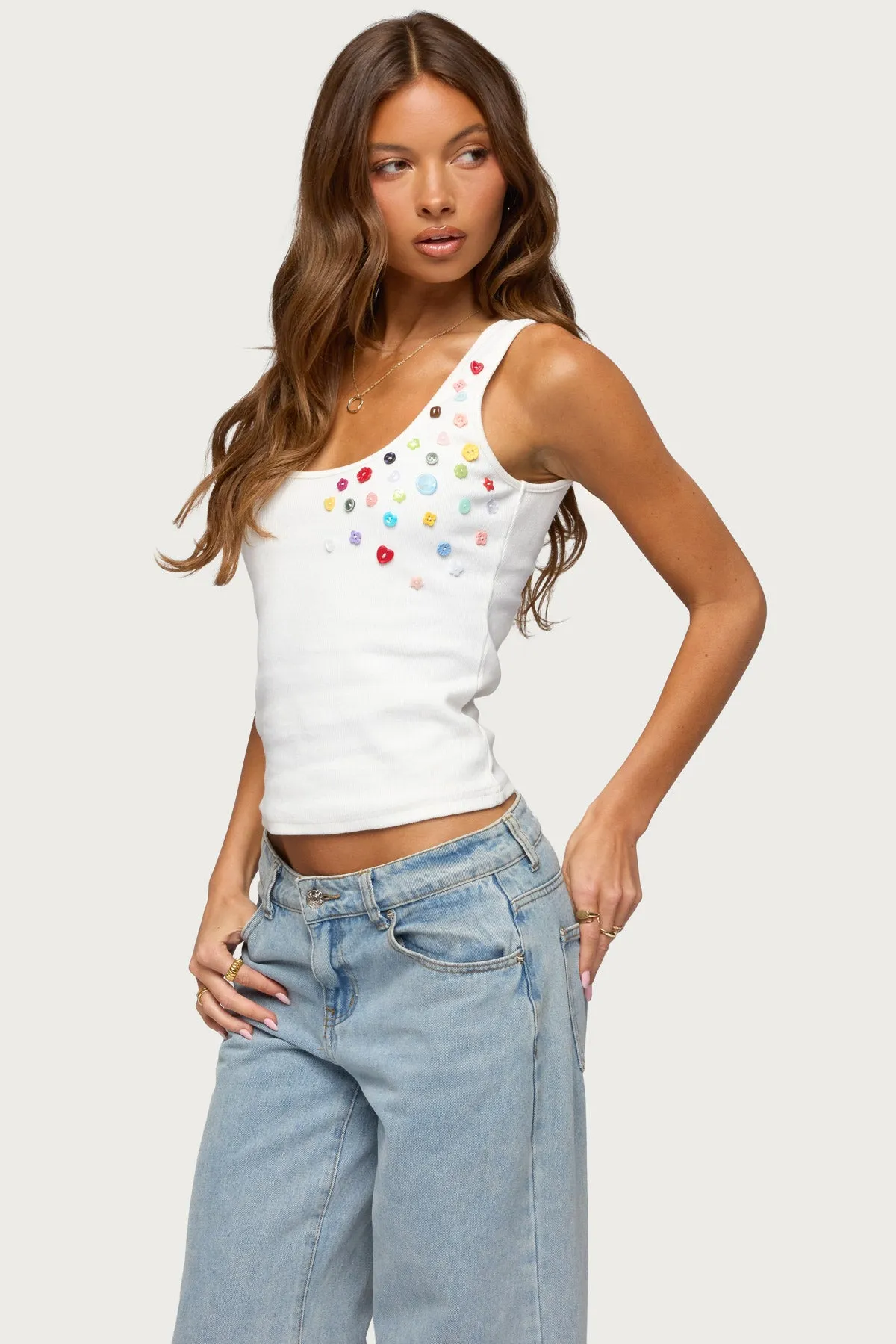 Natash Mixed Button Tank Top sold by Edikted product image thumbnail 5