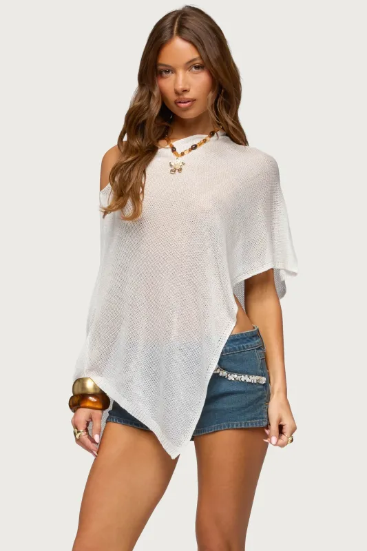 Azalia Asymmetric Knit Poncho made by Edikted