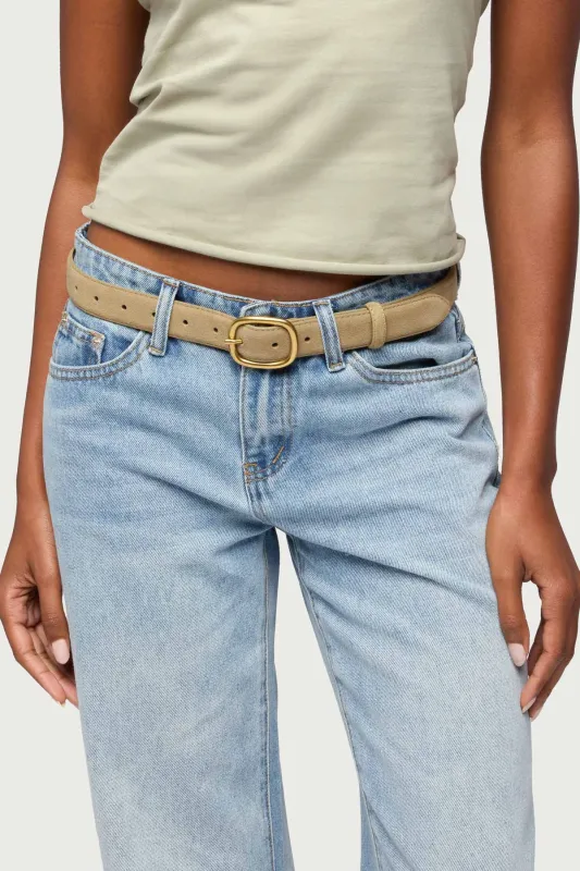 Oval Buckle Faux Suede Belt made by Edikted