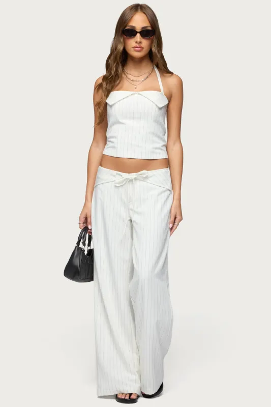 Parker Pinstripe Tie Belt Pants made by Edikted