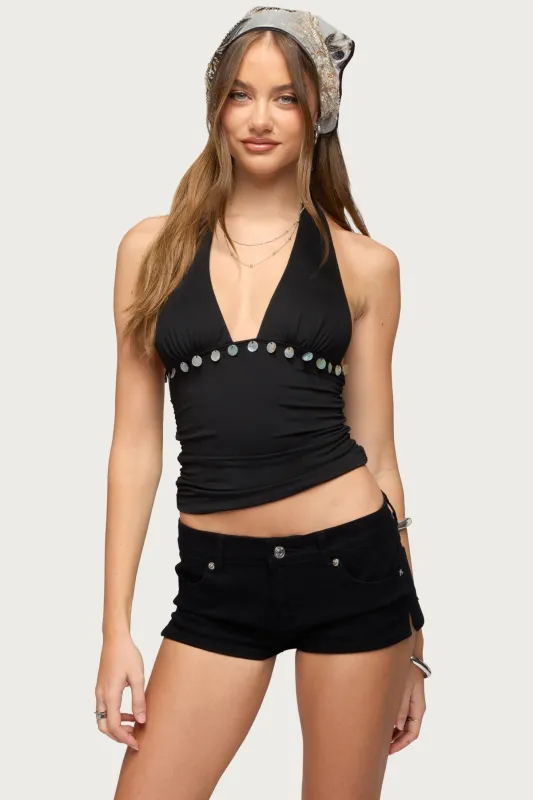 Ronya Iridescent Charm Halter Top made by Edikted