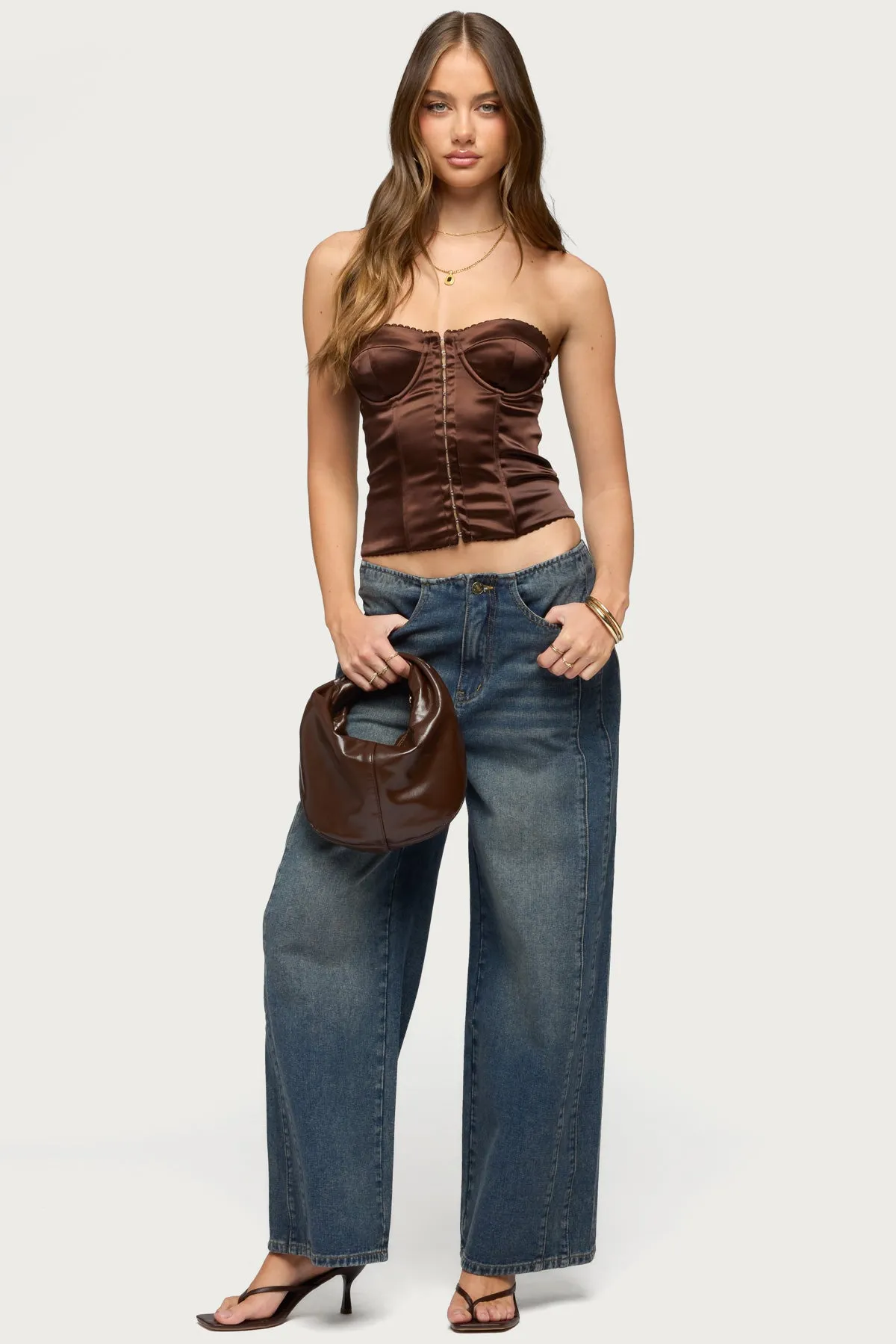 Alya Strapless Satin Effect Corset sold by Edikted product image thumbnail 2