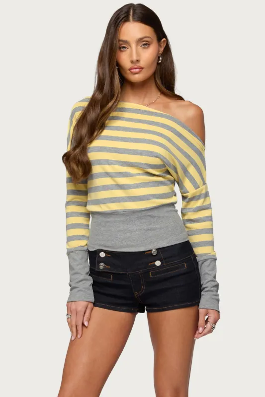 Marniee Striped Off Shoulder Top made by Edikted
