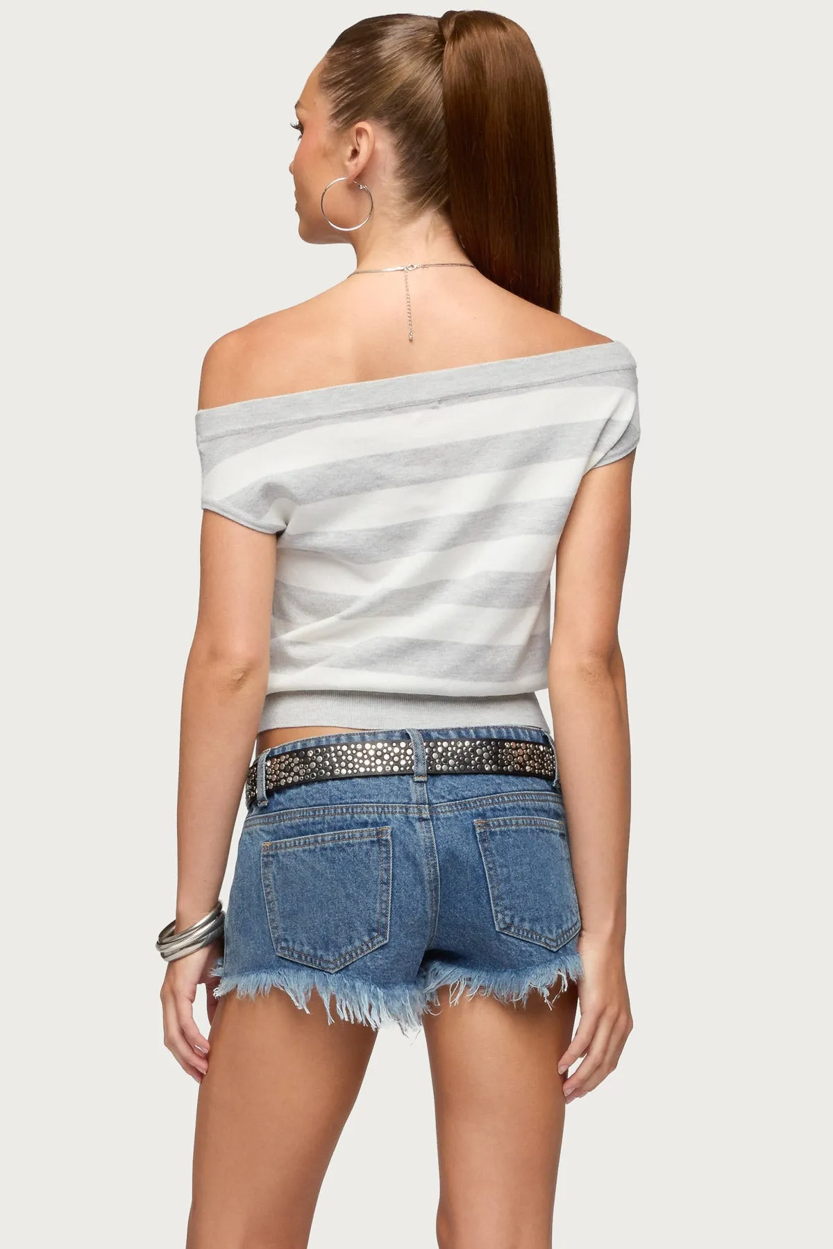 Hettie Off Shoulder Striped Knit Top sold by Edikted product image thumbnail 4