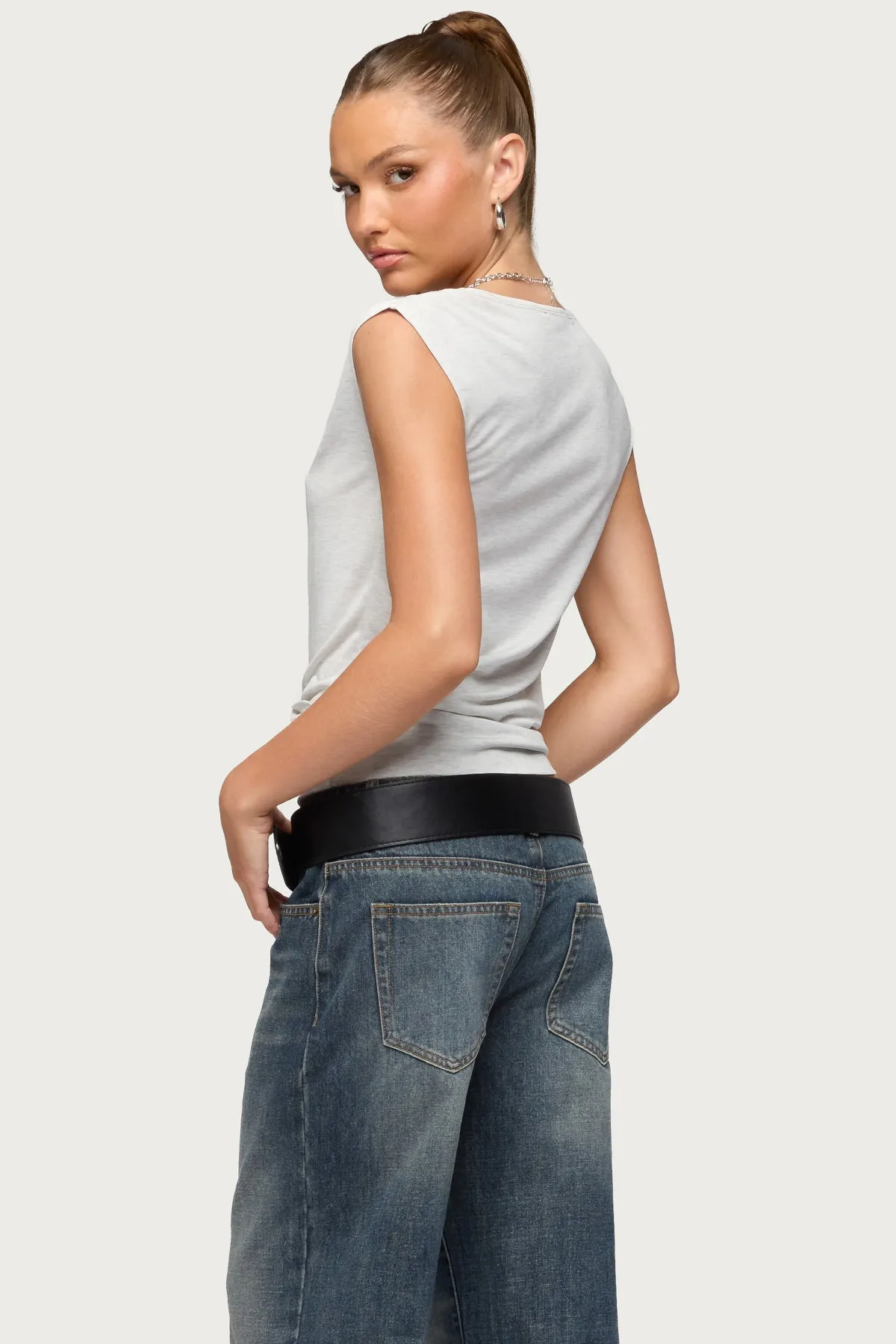 Tie Front V Neck Wrap Top sold by Edikted product image thumbnail 4