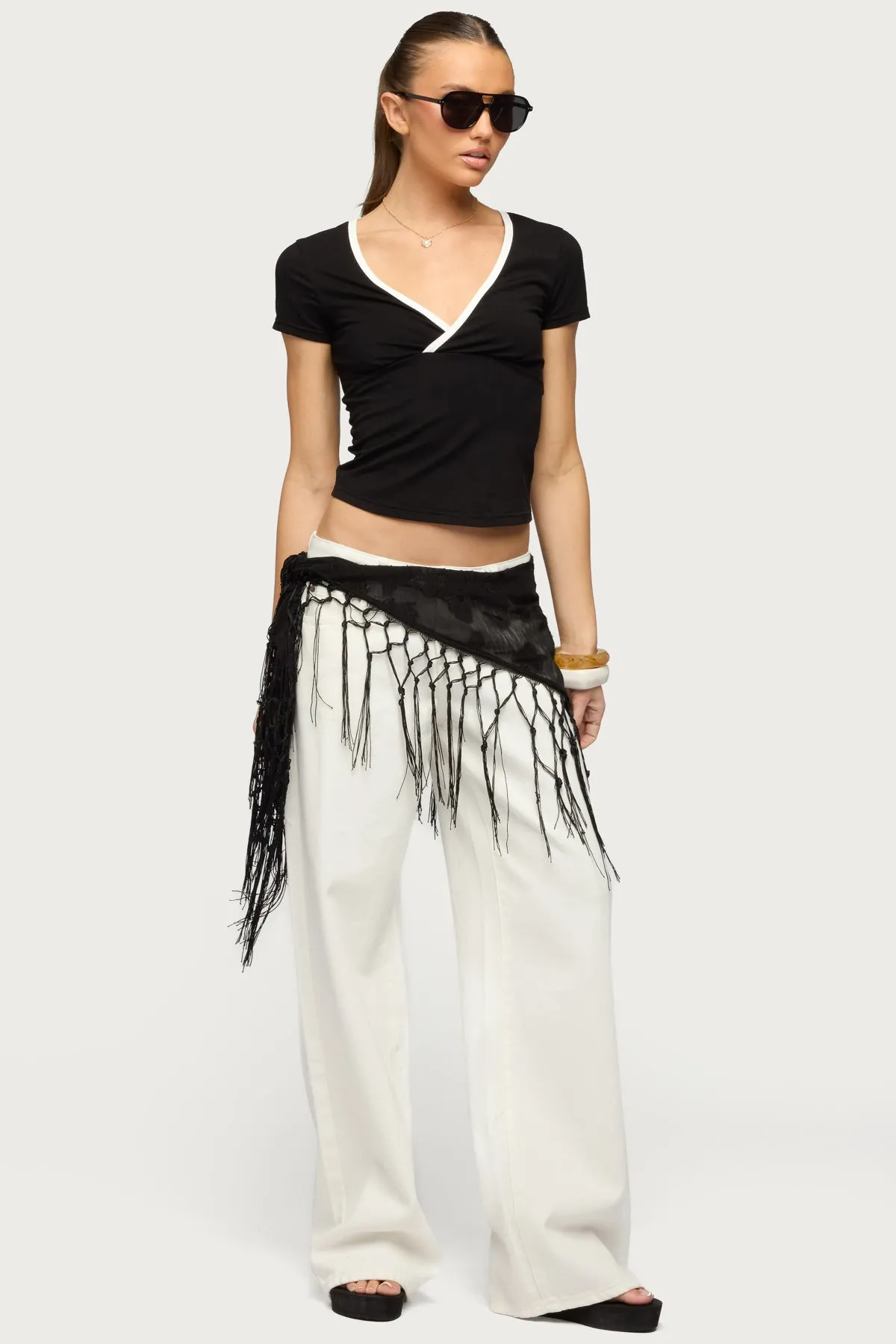 Yulenna Contrast V Neck Top sold by Edikted product image thumbnail 2