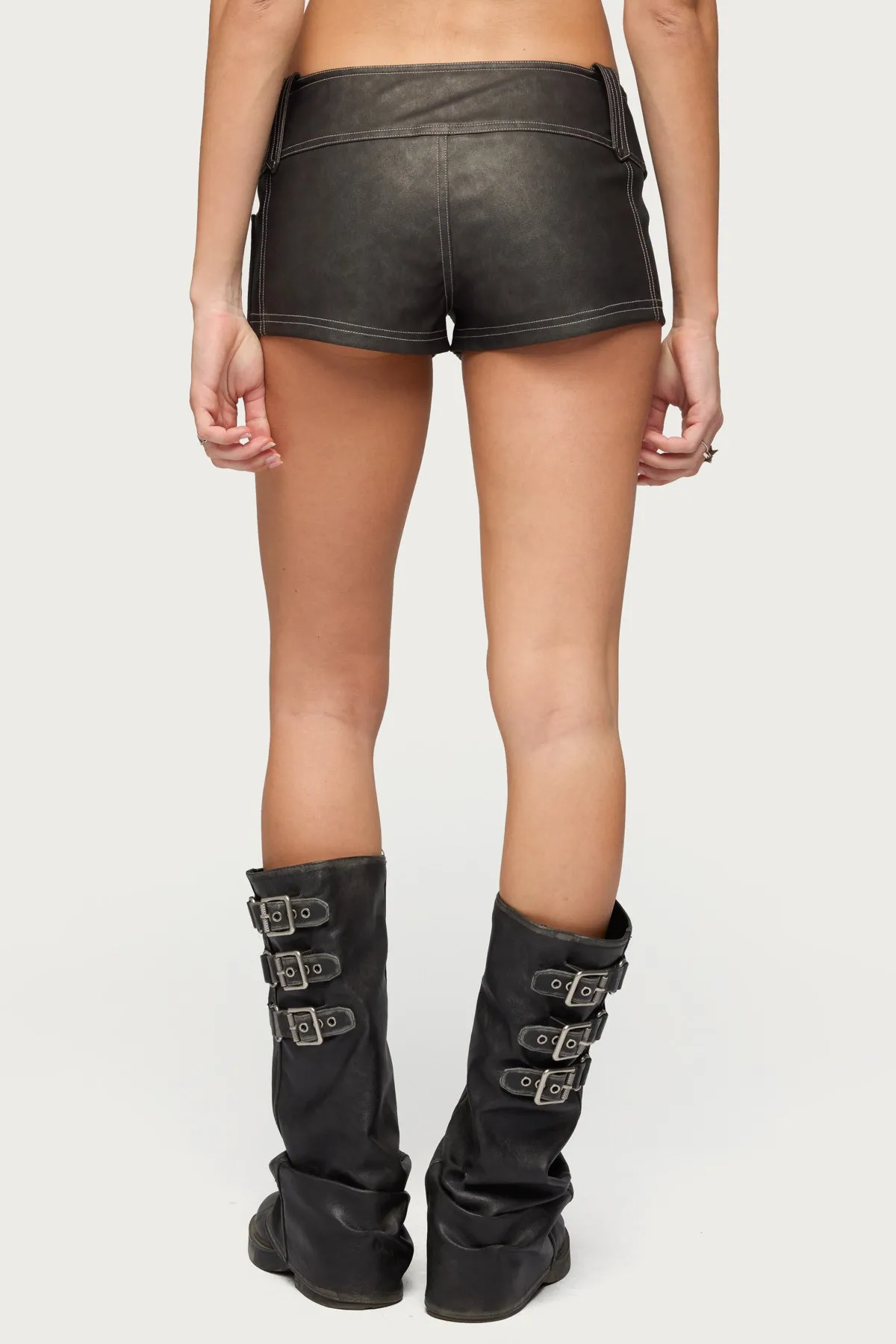 Dolly Faux Leather Micro Cargo Shorts sold by Edikted product image thumbnail 5