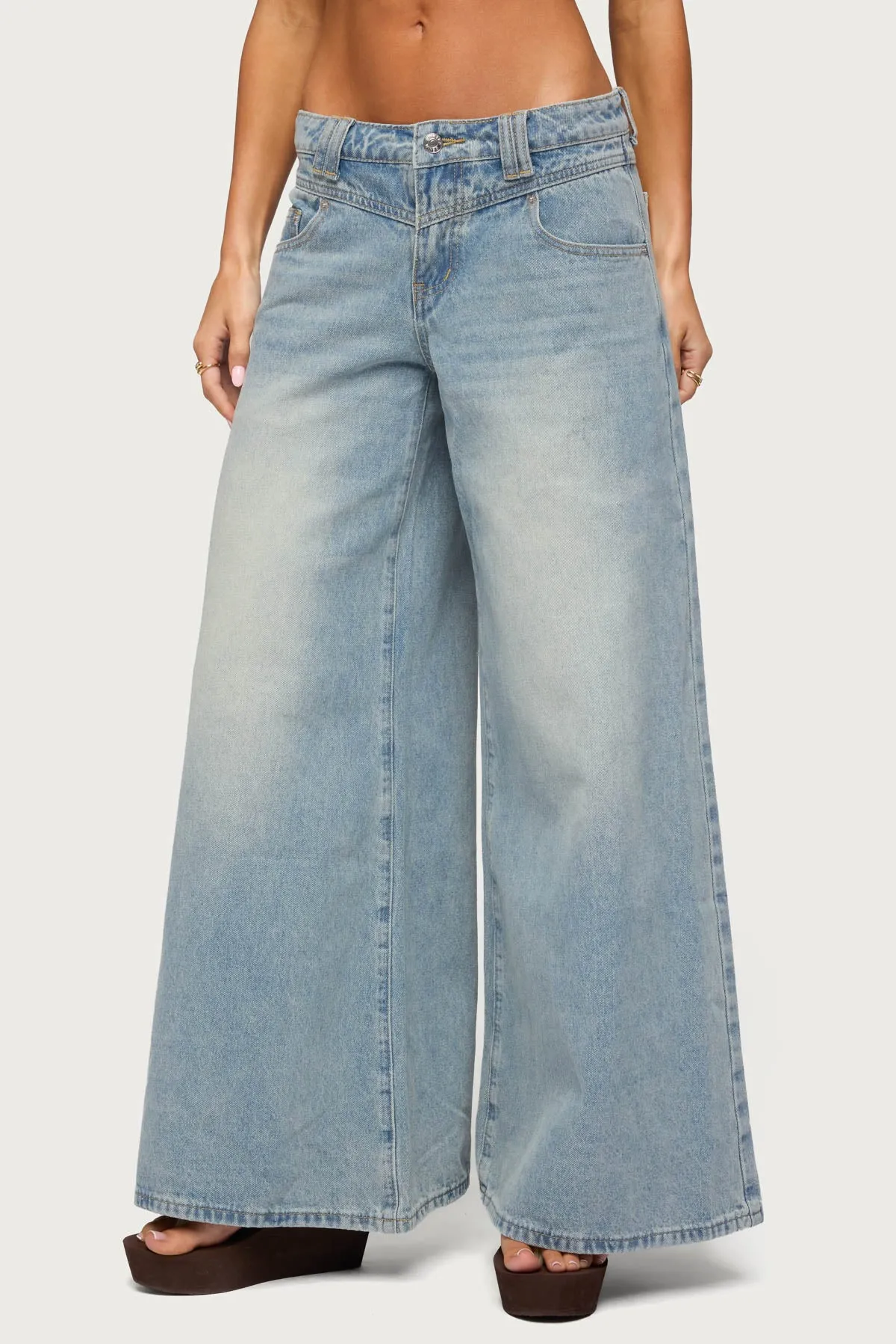 Stitched Low Rise Wide Leg Jeans sold by Edikted product image thumbnail 2
