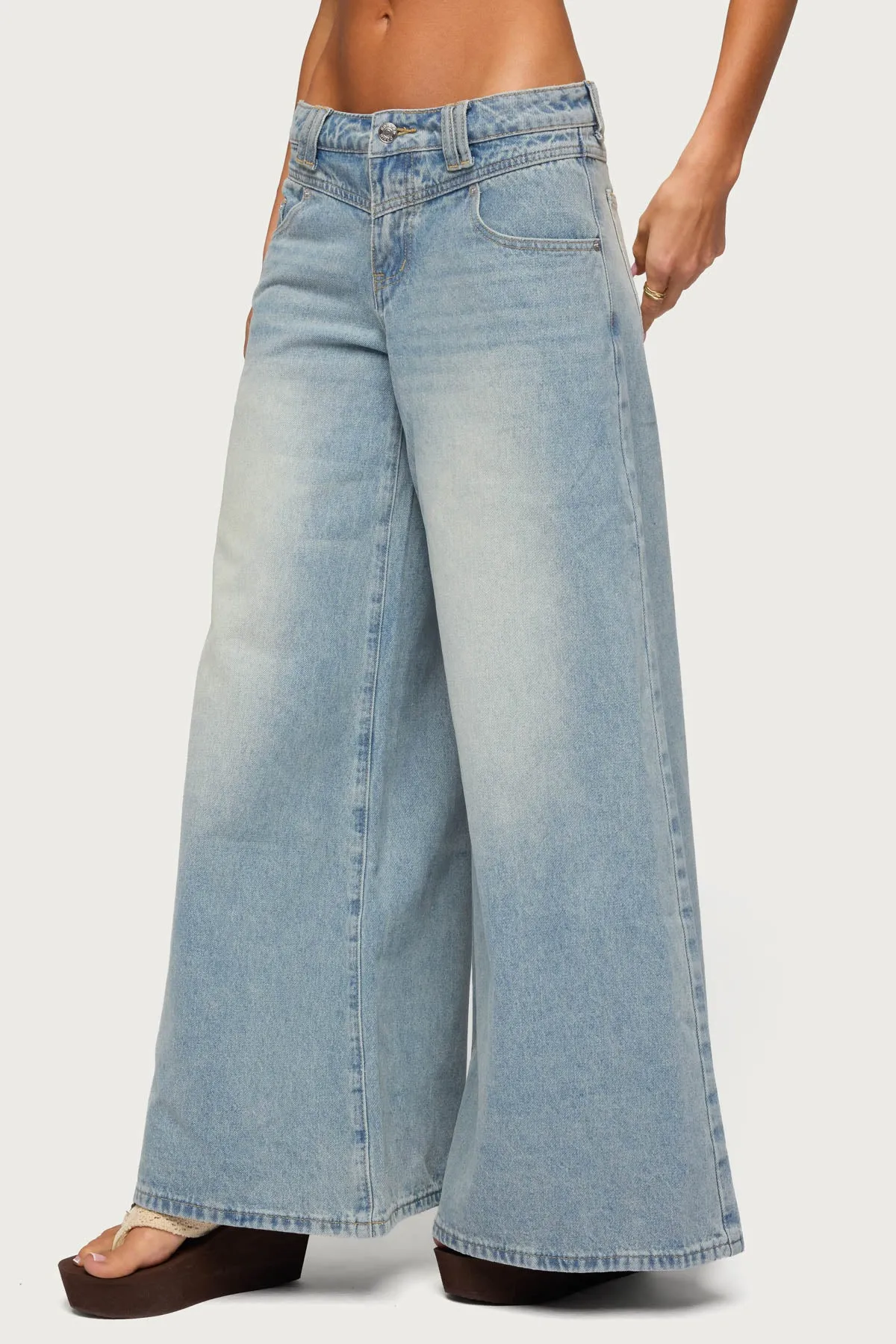 Stitched Low Rise Wide Leg Jeans sold by Edikted product image thumbnail 3