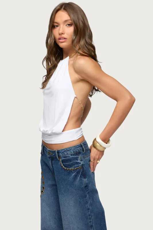Damarey Chain Backless Halter Top made by Edikted